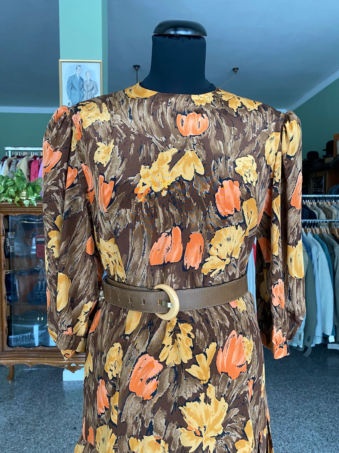 Abito in seta sartoriale con stampa pittorica - TG. 44 circa