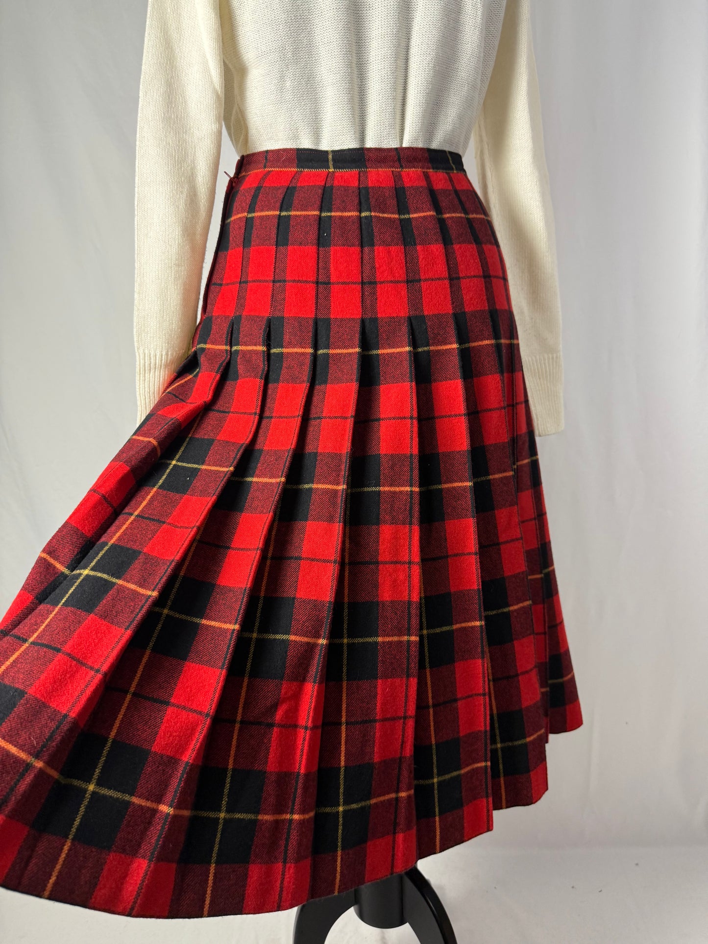 Gonna tartan rossa in pura lana - TG. 42