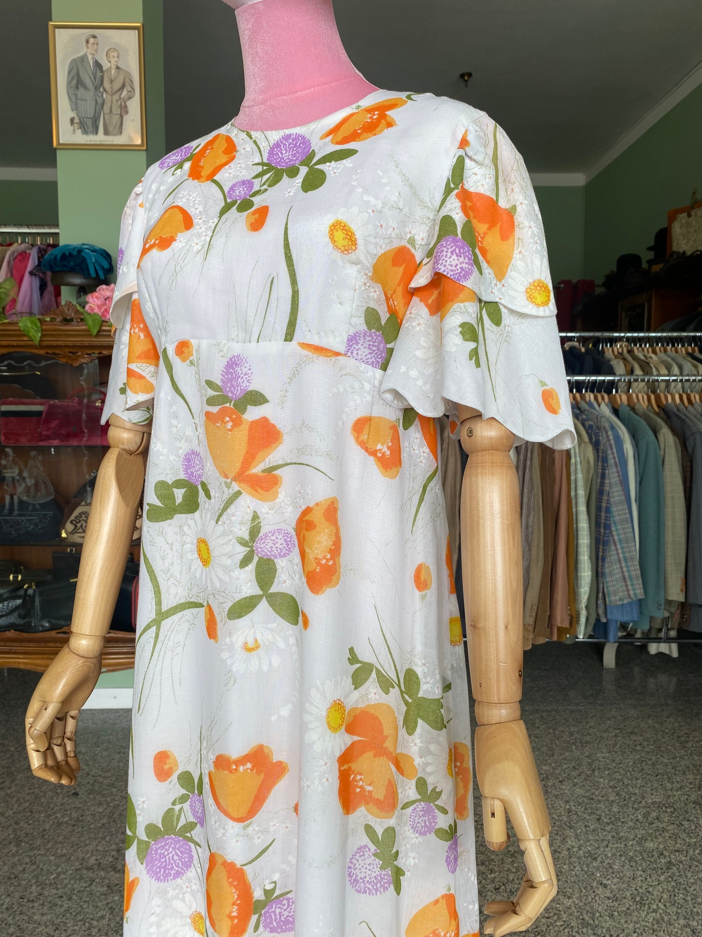 Fiori d’arancio – Maxi dress anni '70 dal sapore rinascimentale - TG. 42 circa