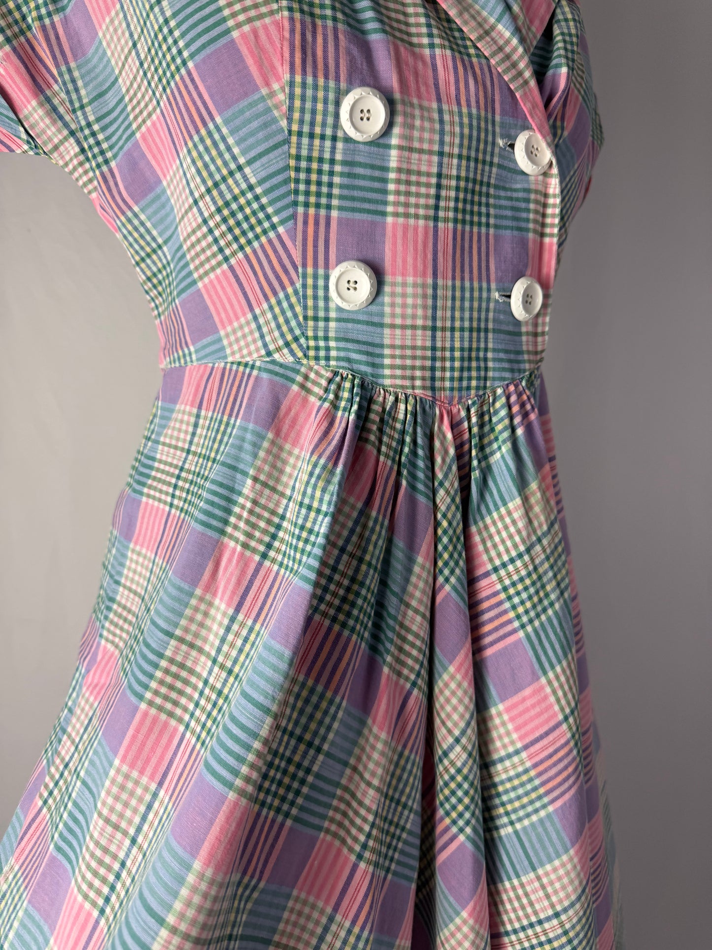 Abito anni ‘50 fantasia scozzese colori pastello – TG. 40
