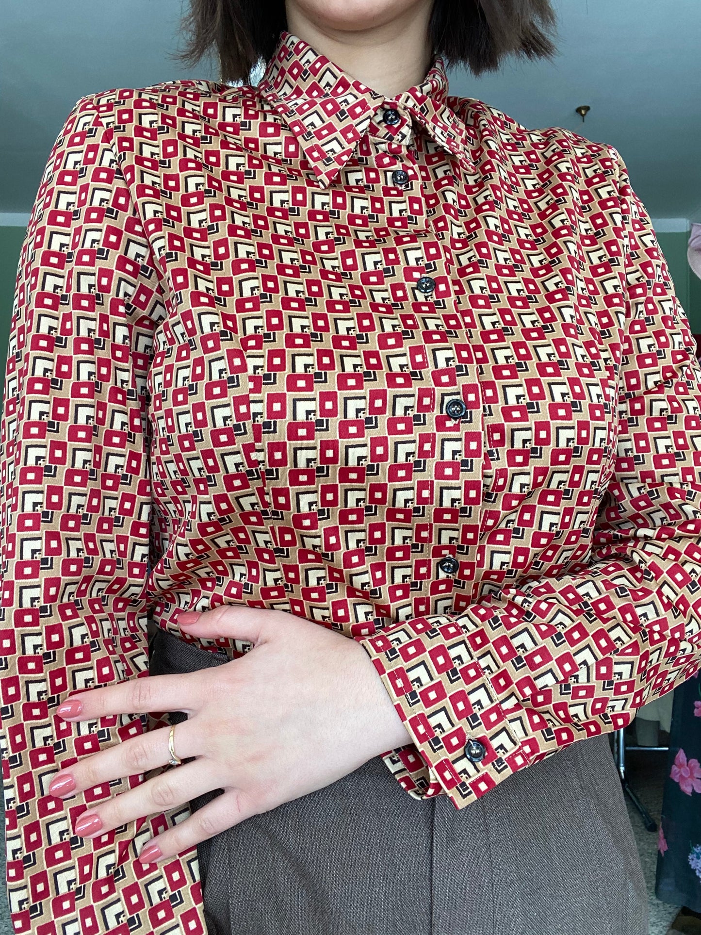 Camicia anni ‘70 stampa optical - TG. 38/40