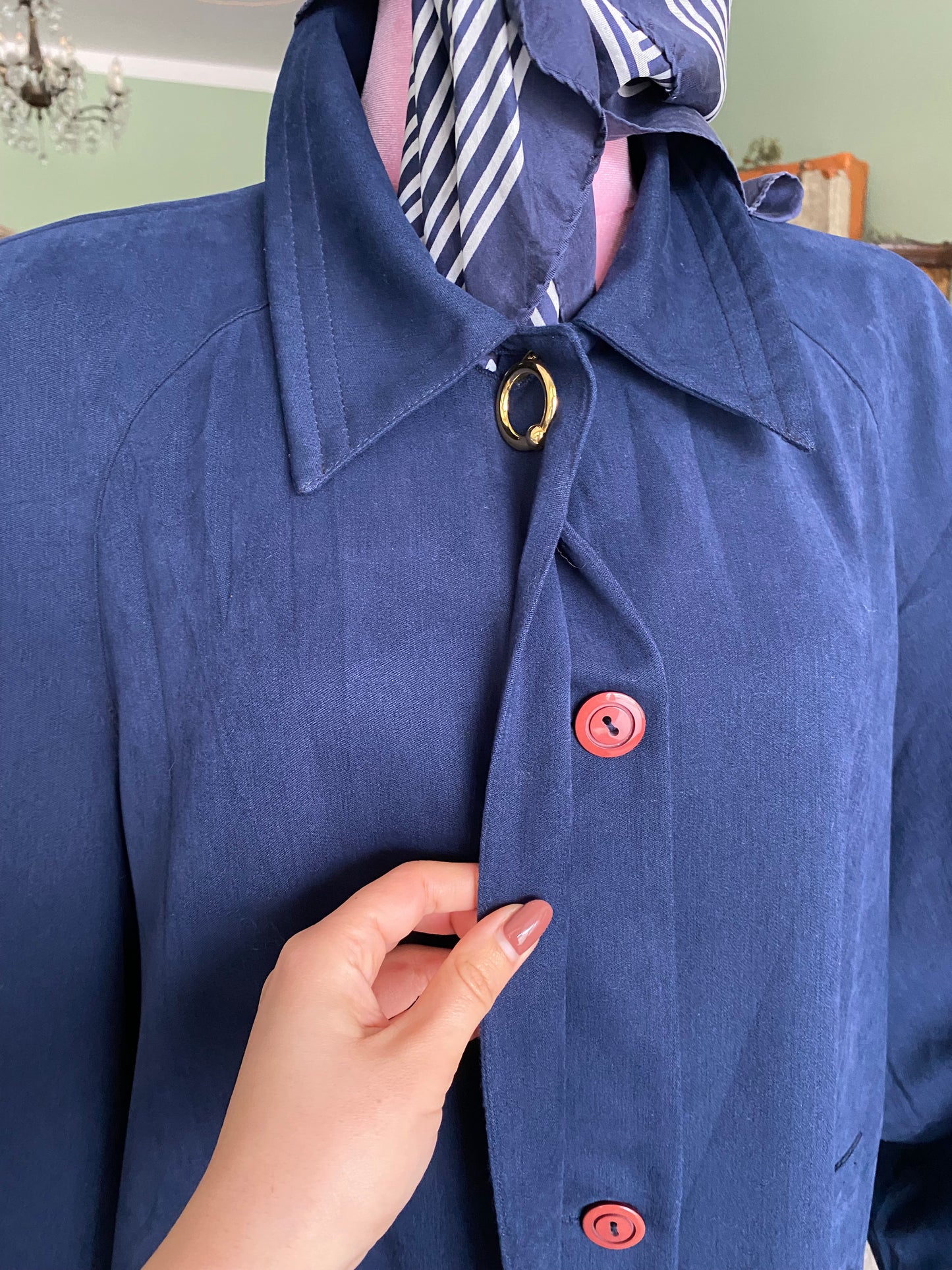 Trench blu navy con bottoni oro - TG. 44/46 circa