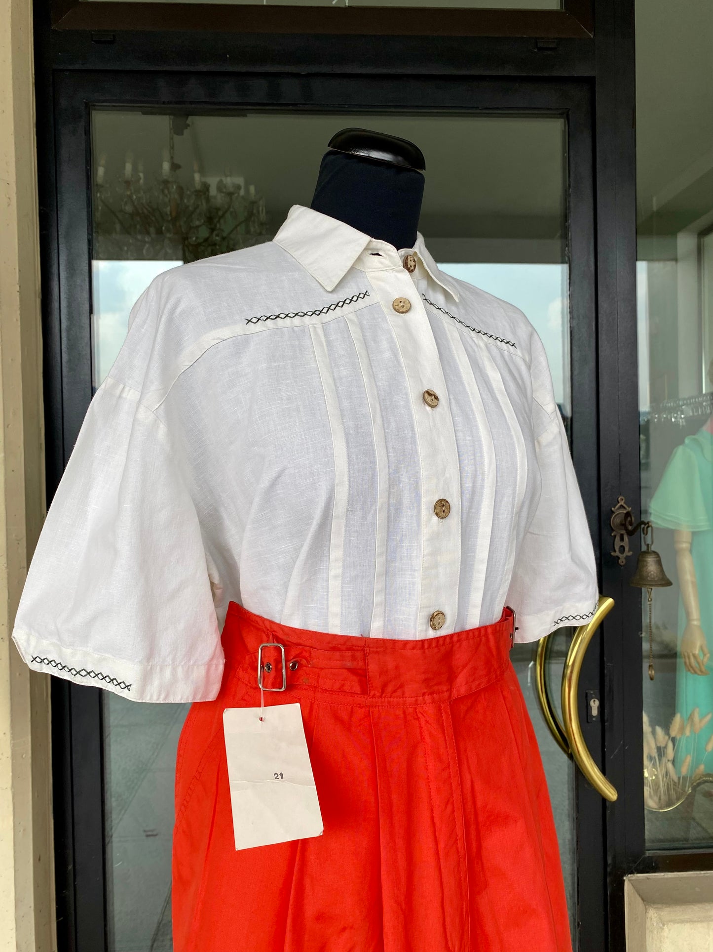 Camicia tirolese in lino misto cotone - TG. 48/50