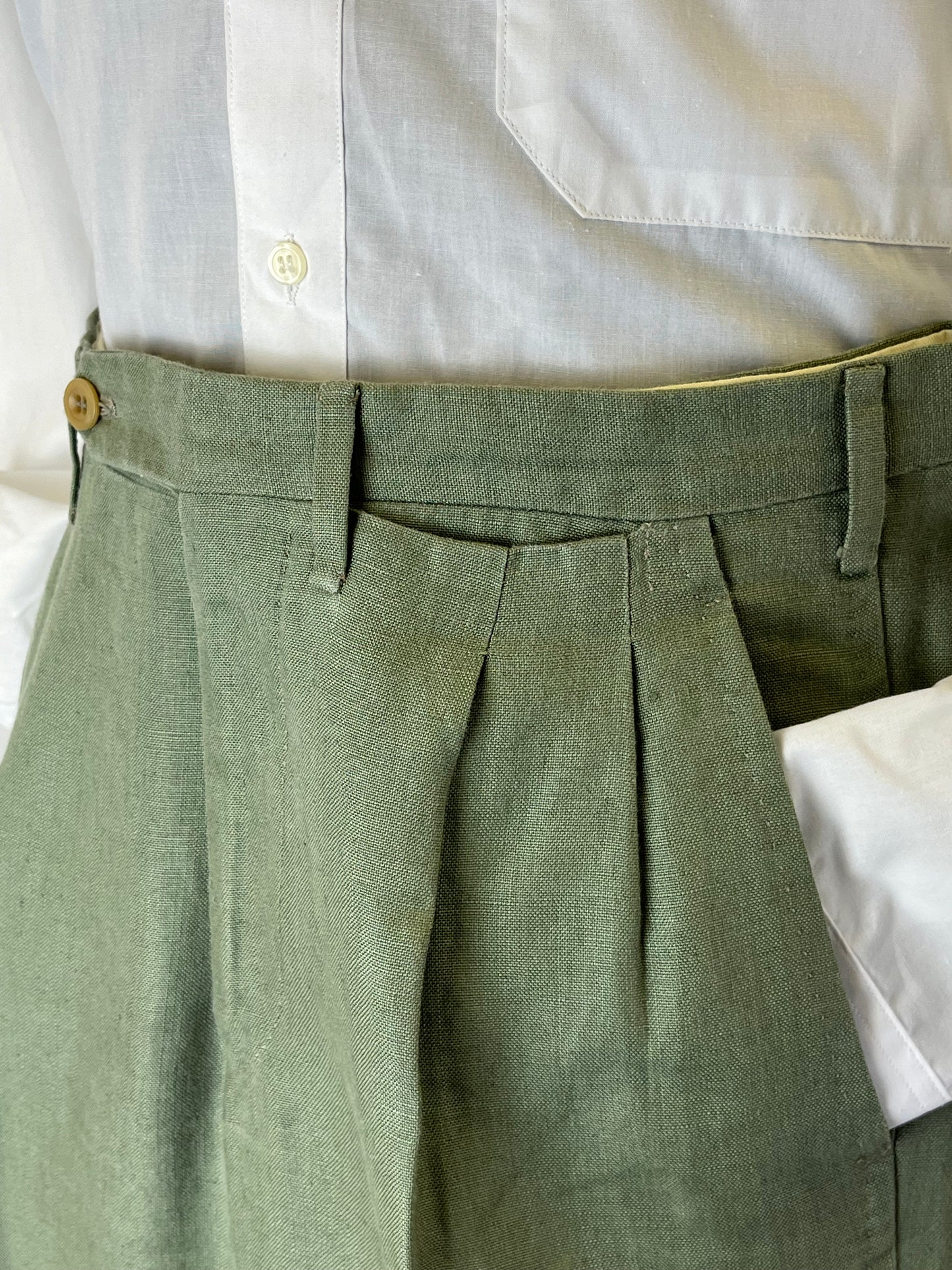 Calzoni in lino salvia tg. 46-48