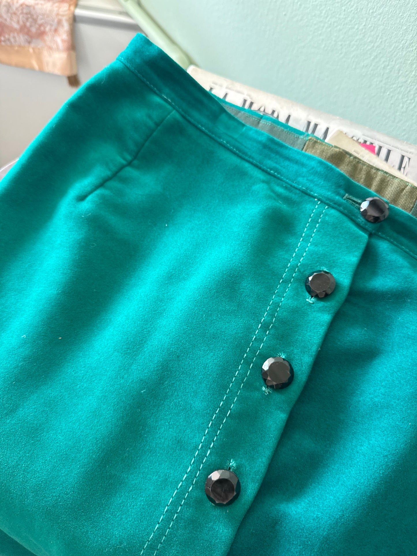Gonna in velluto verde smeraldo - TG. 52