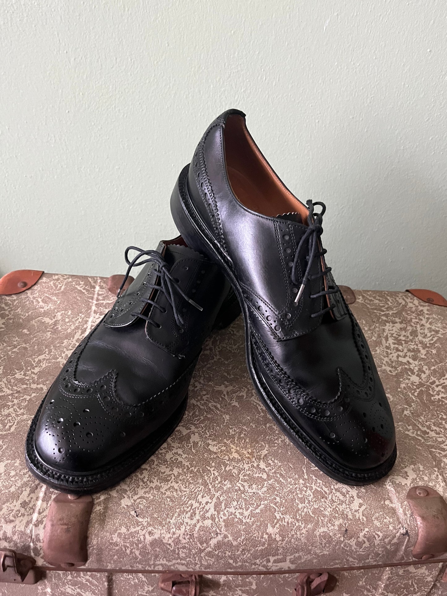 Scarpe derby brogue pelle nera tg. 45-46