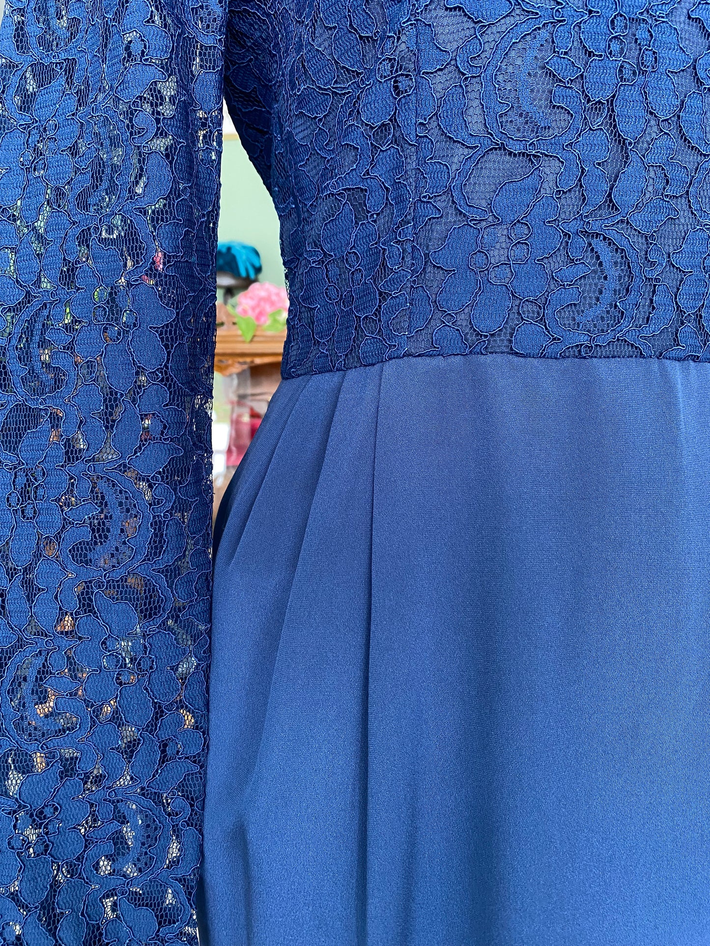 Abito blu con corpino in pizzo - TG. 40