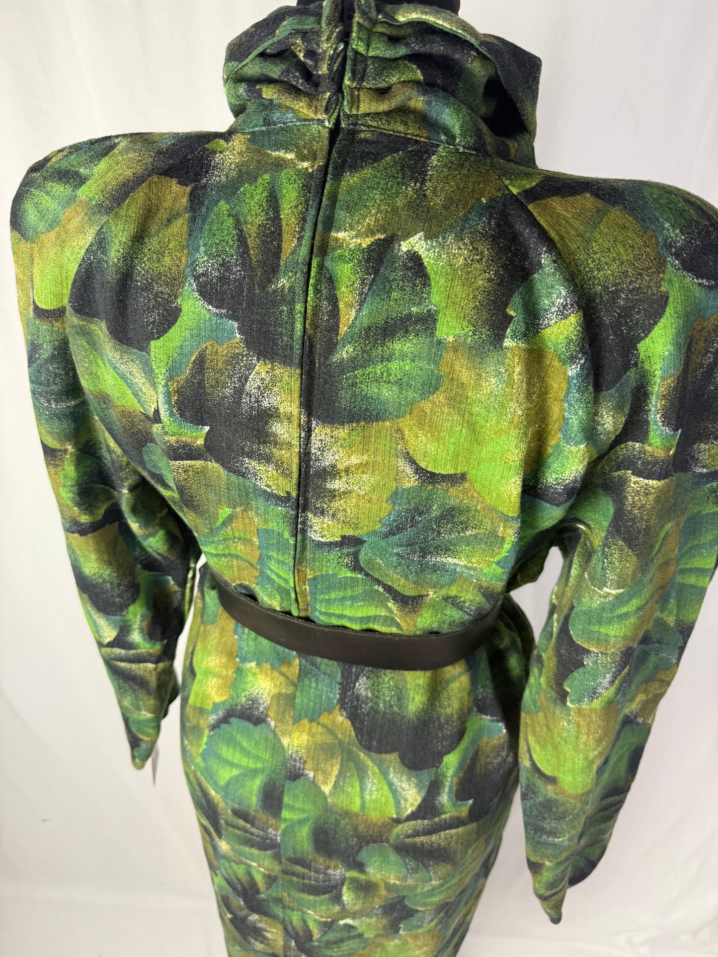 Abito in pura lana con stampa foglie - TG. 48/50