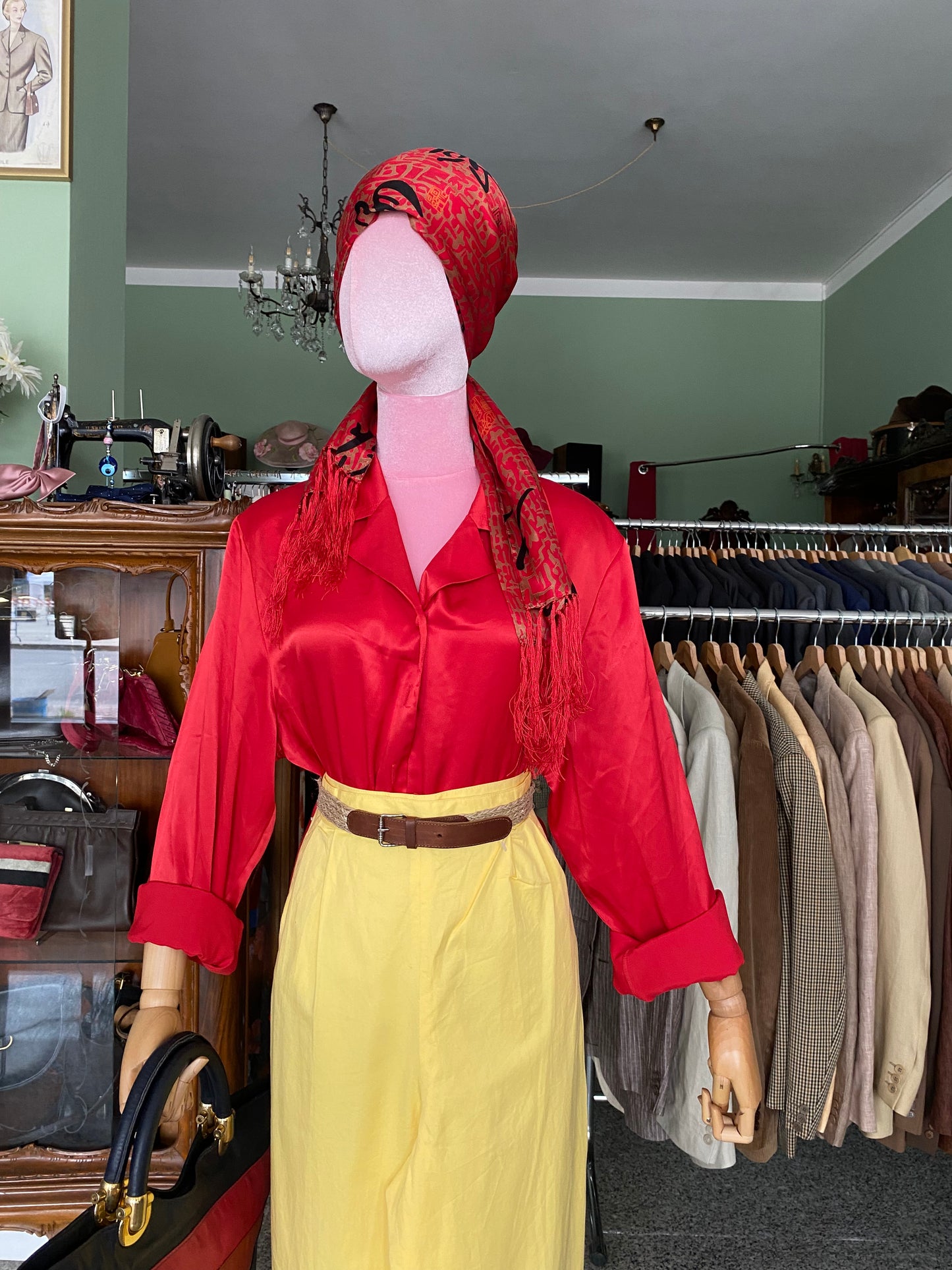 Camicia rossa in raso - TG. 44/46