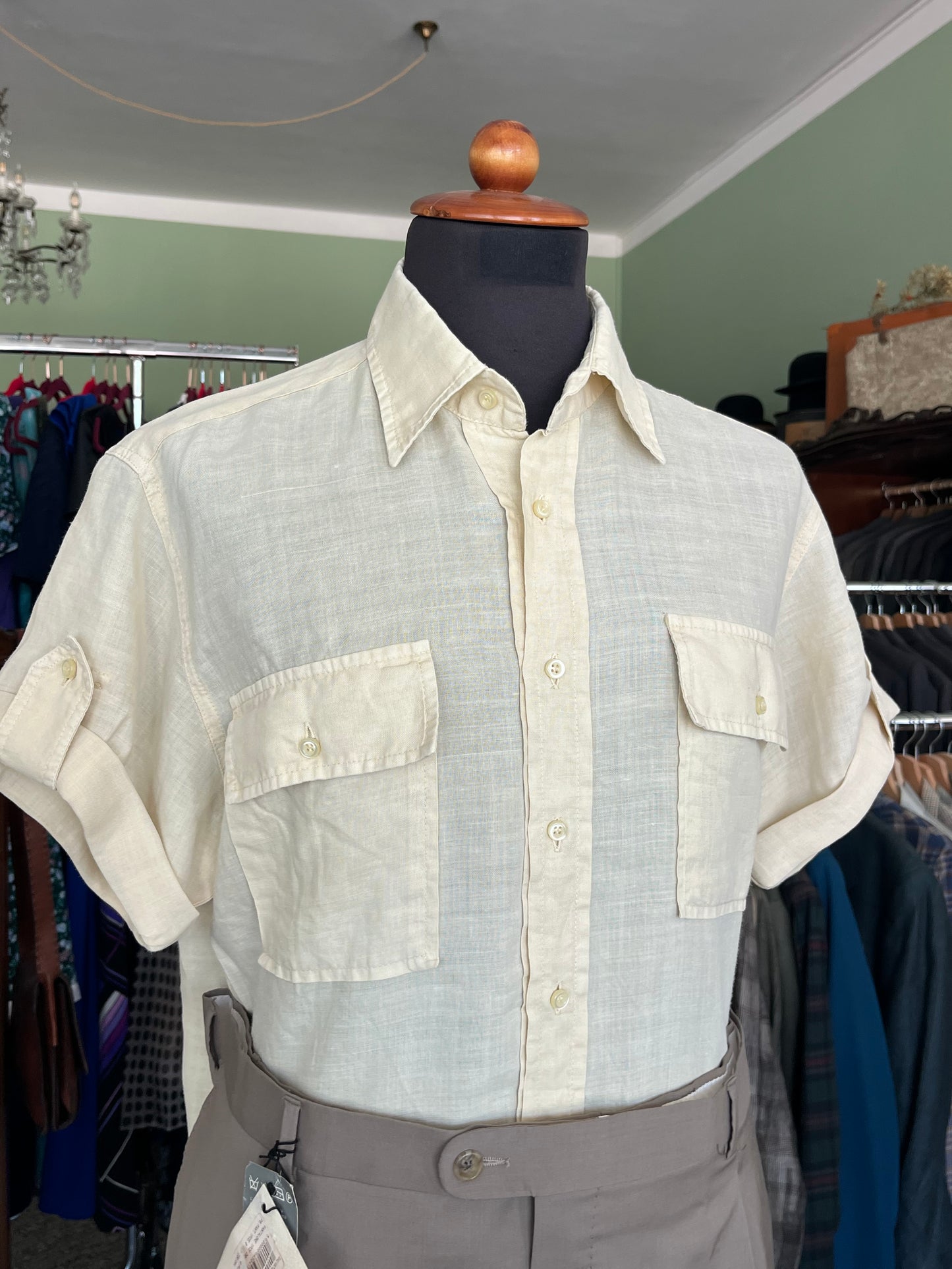 Camicia a maniche corte lino S-M