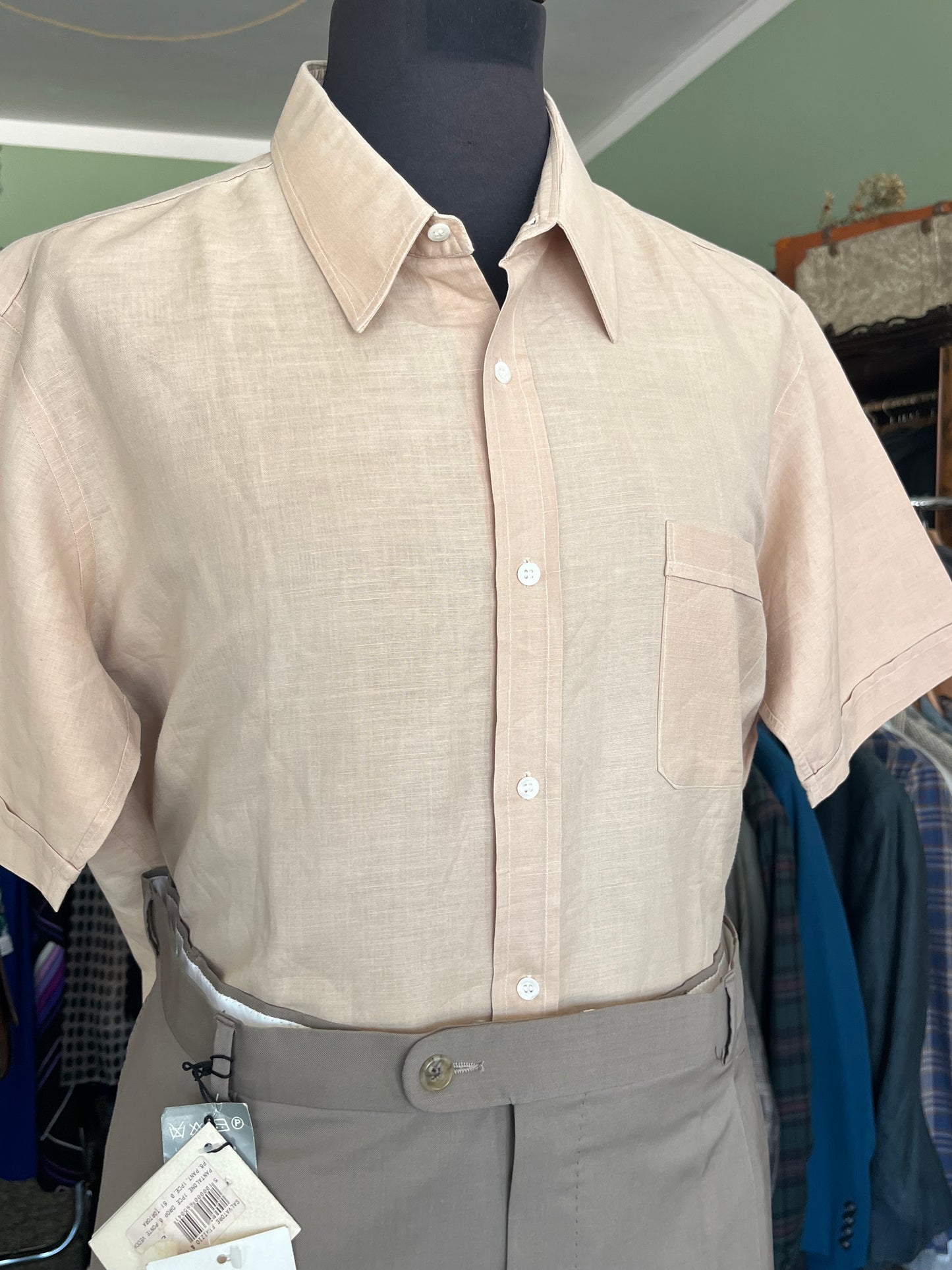 Camicia a maniche corte lino M-L