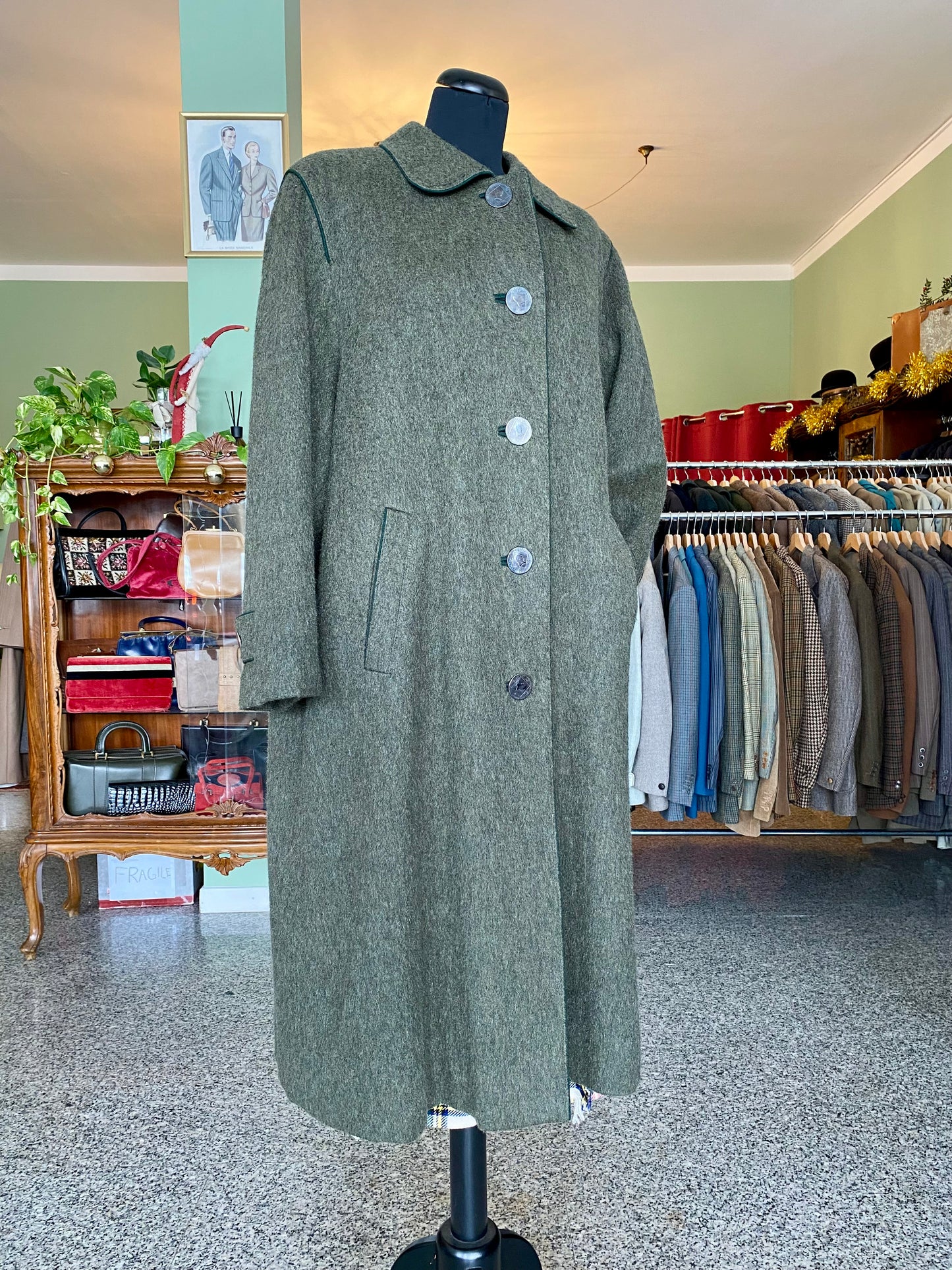 Cappotto tirolese verde militare - TG. 44/46