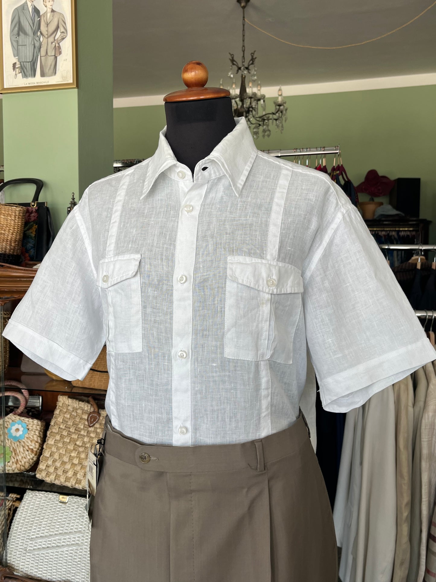 Camicia a maniche corte lino M-L