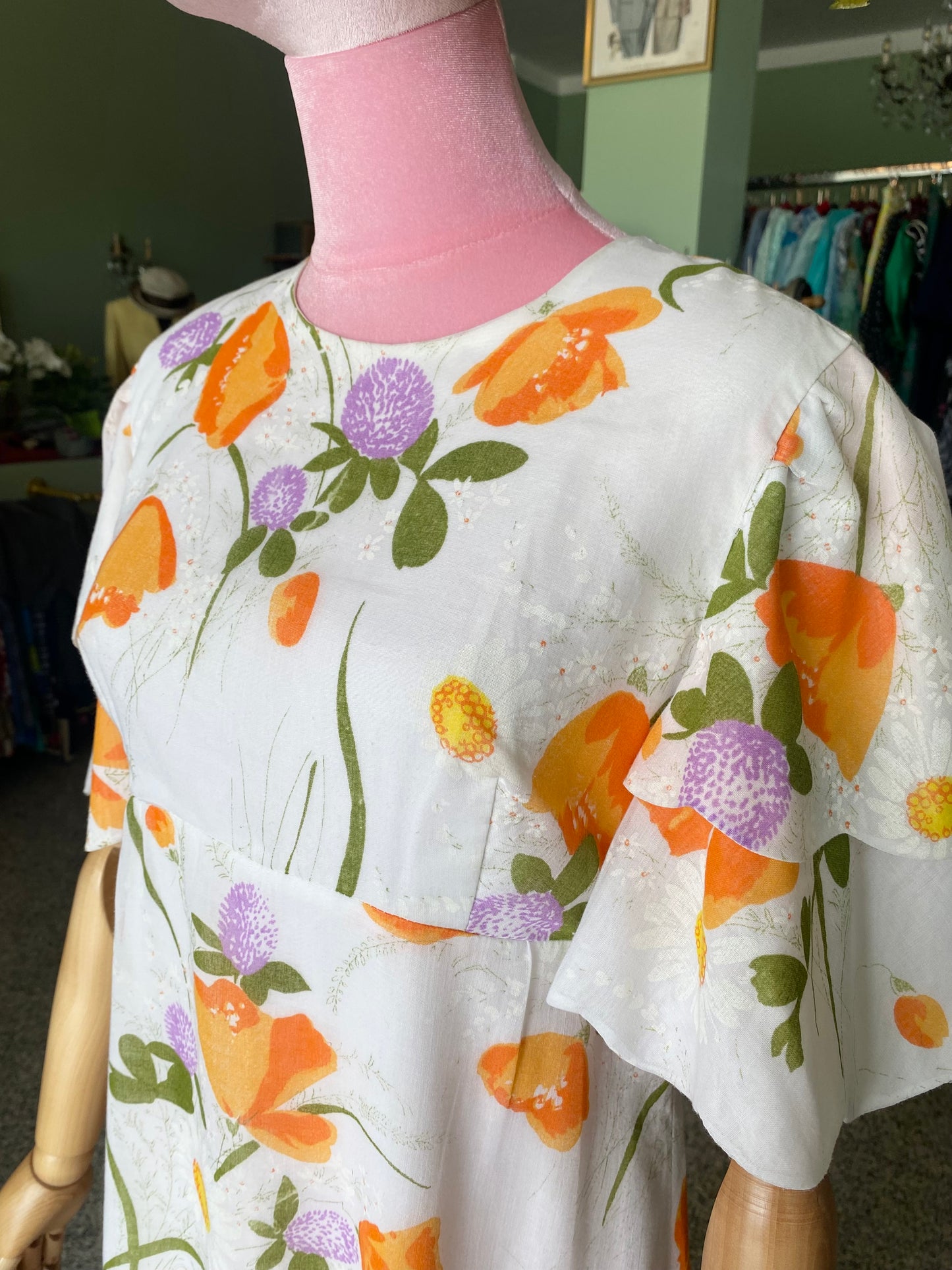 Fiori d’arancio – Maxi dress anni '70 dal sapore rinascimentale - TG. 42 circa