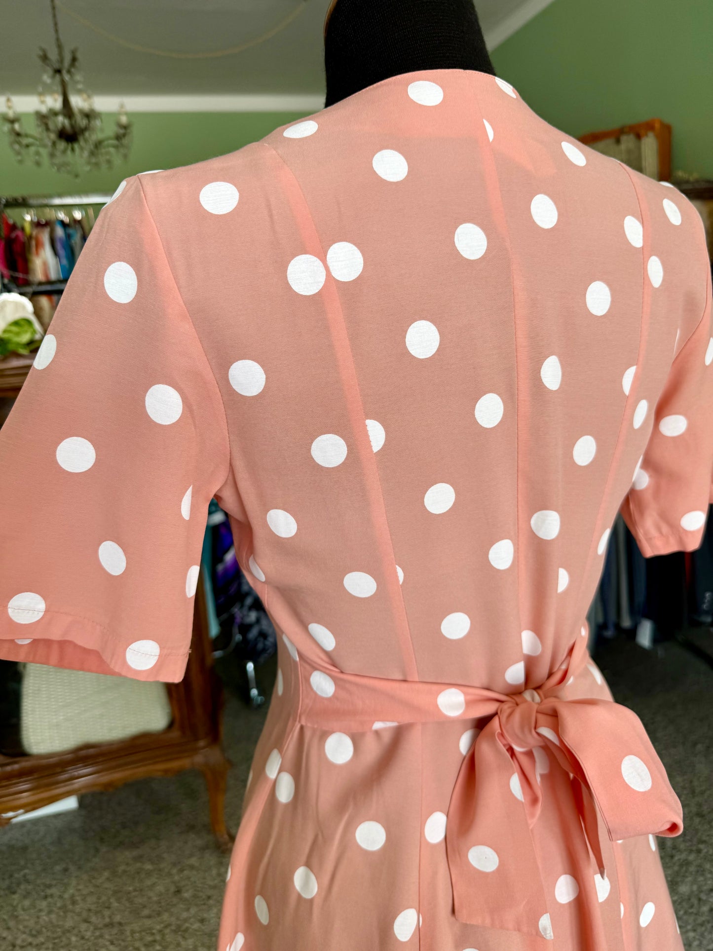 Abito rosa pesca a pois bianchi - TG. 38