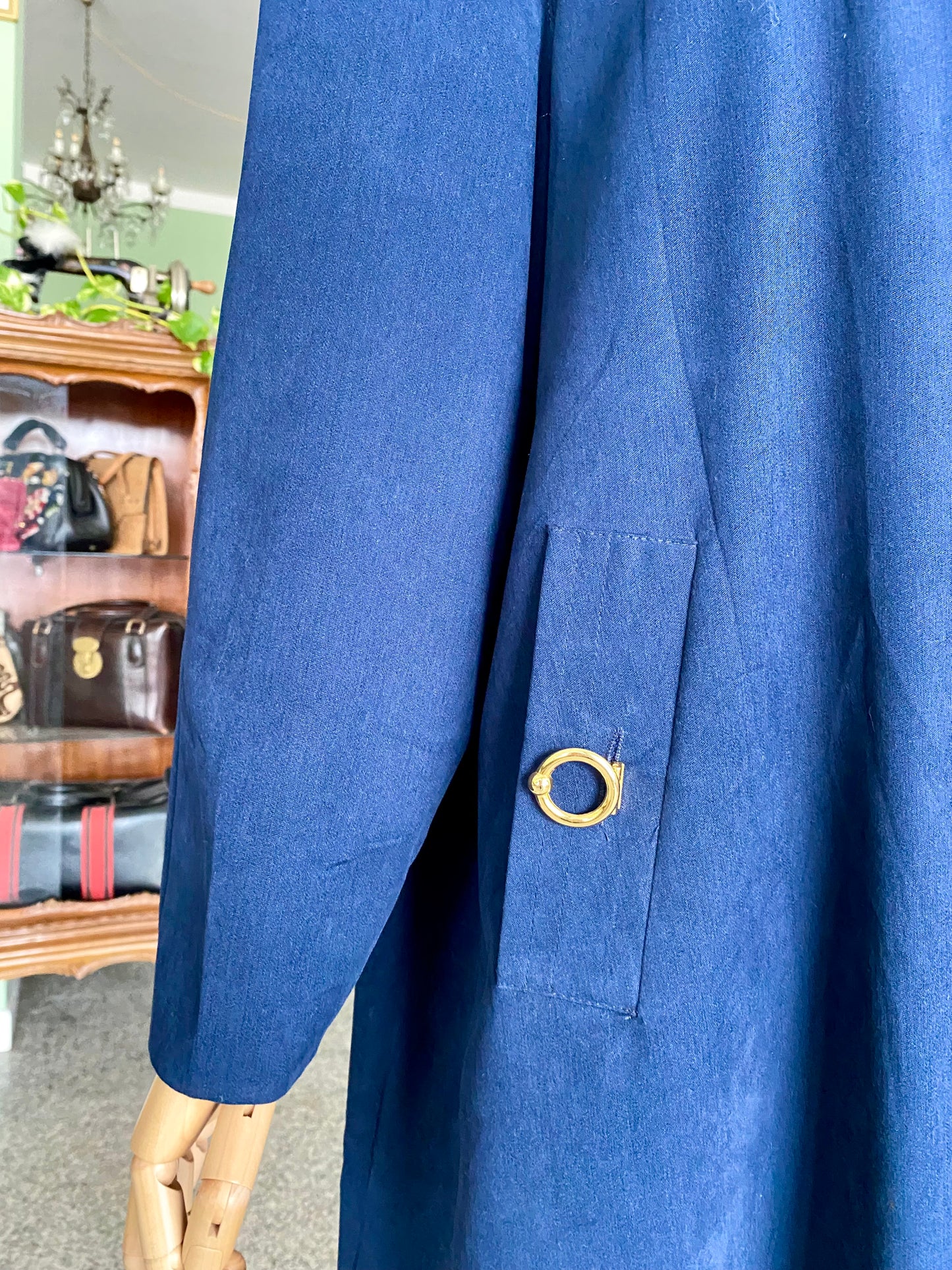 Trench blu navy con bottoni oro - TG. 44/46 circa