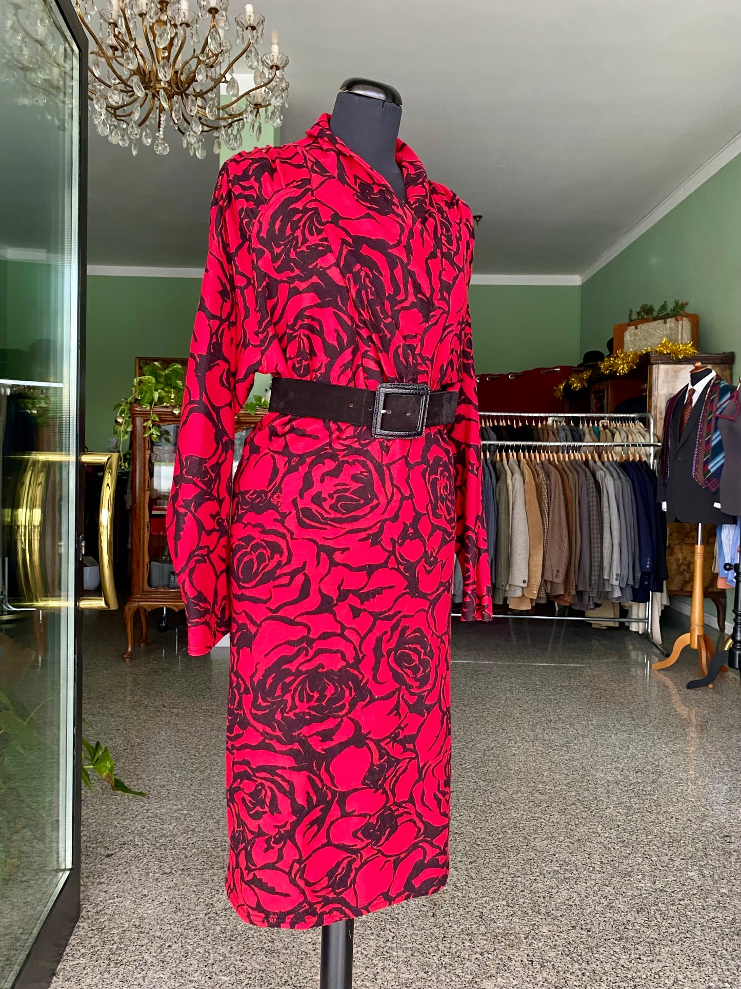 Abito in maglia di lana con rose - TG. 40/42/44