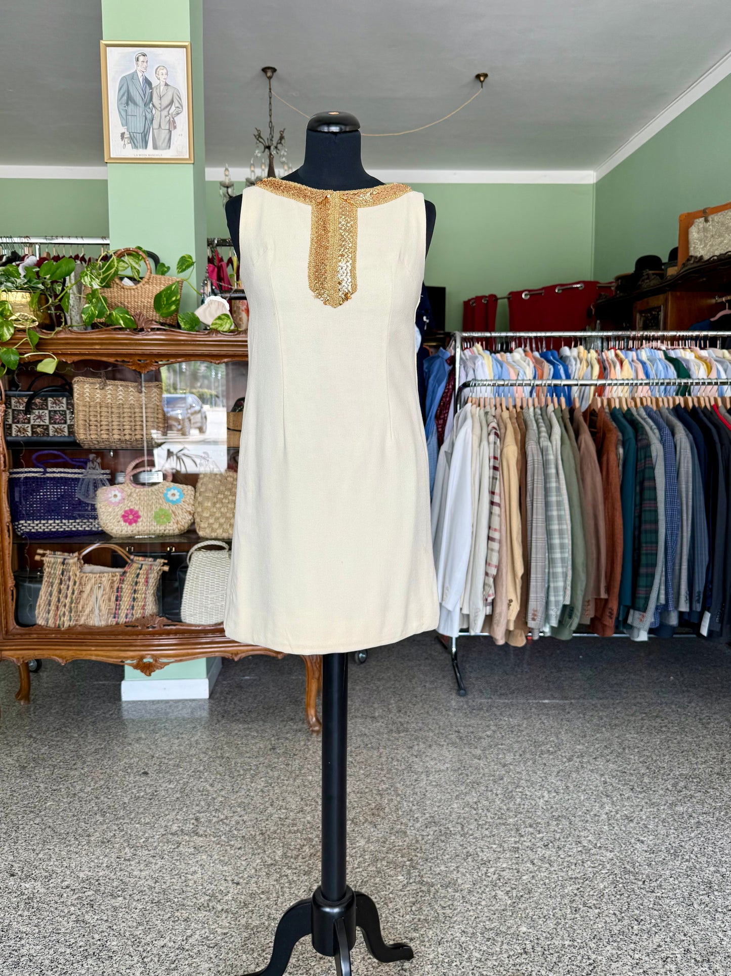 Mini dress anni ‘60 con strass oro - TG. 38