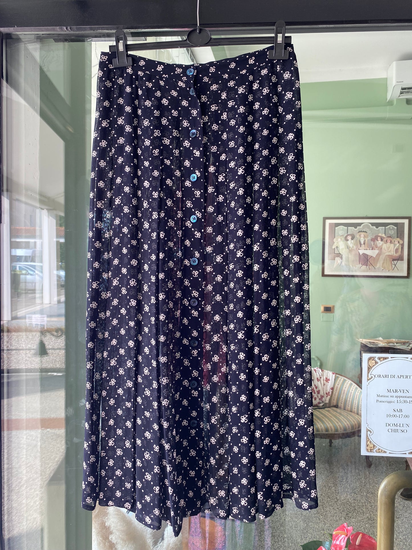 Gonna blu navy con fiorellini - TG. 44/46