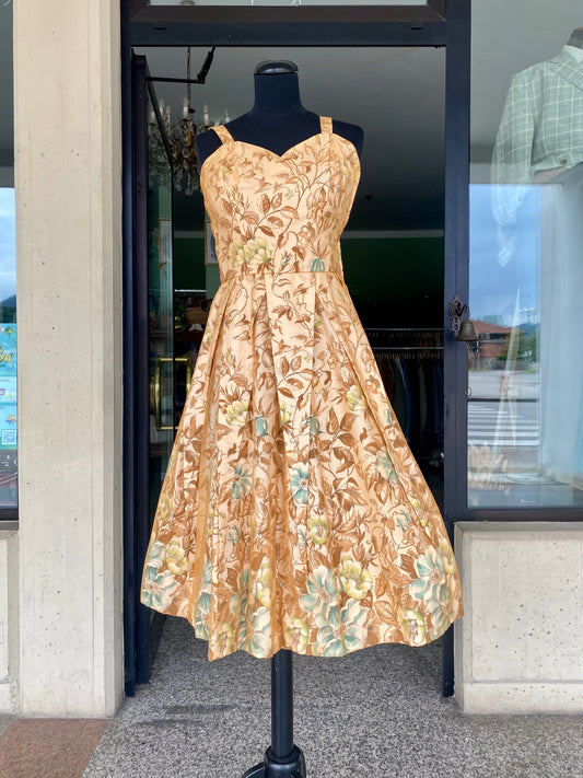 Raffinato abito anni '50 con organza floreale - TG. 38/40