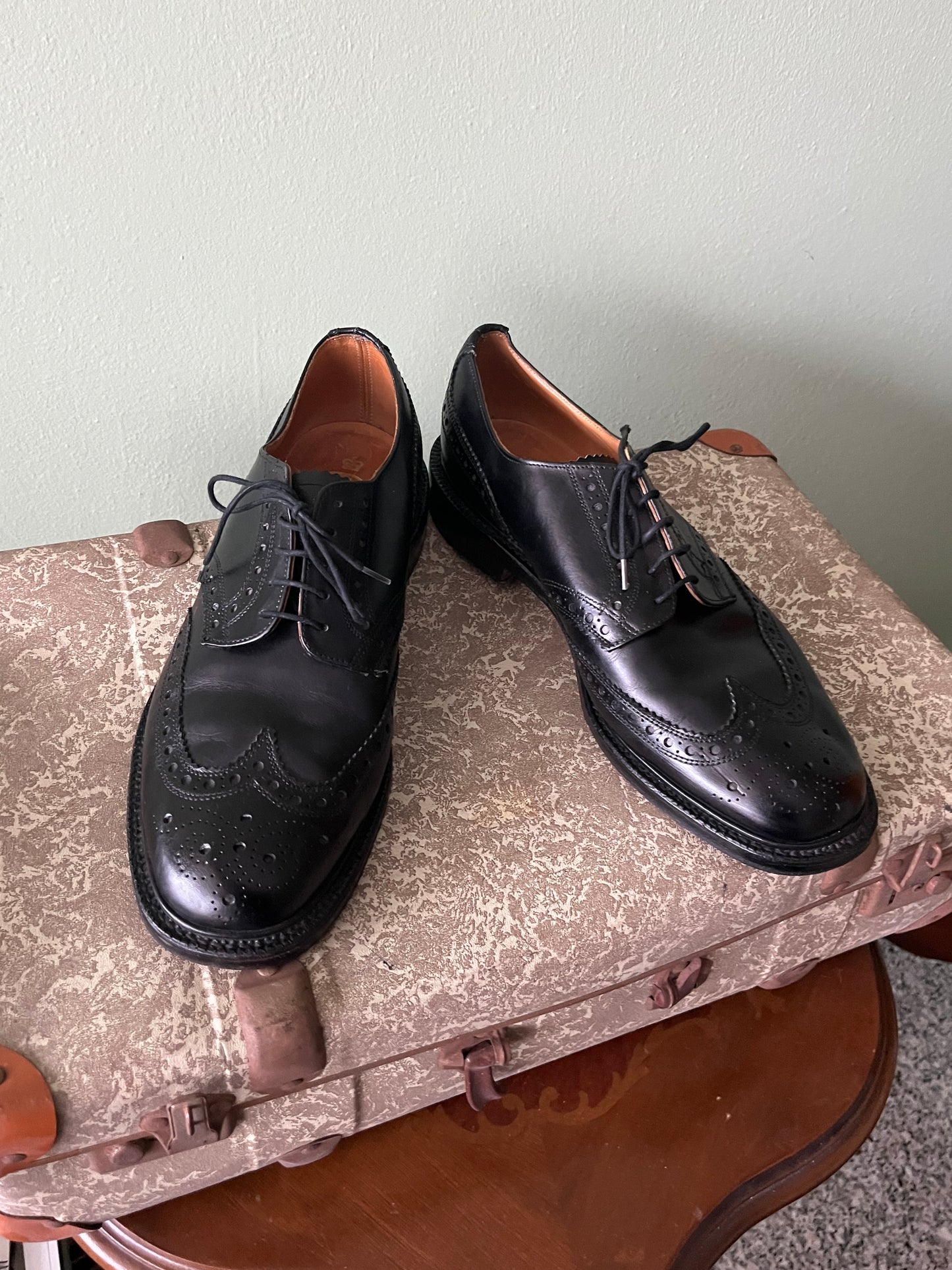 Scarpe derby brogue pelle nera tg. 45-46