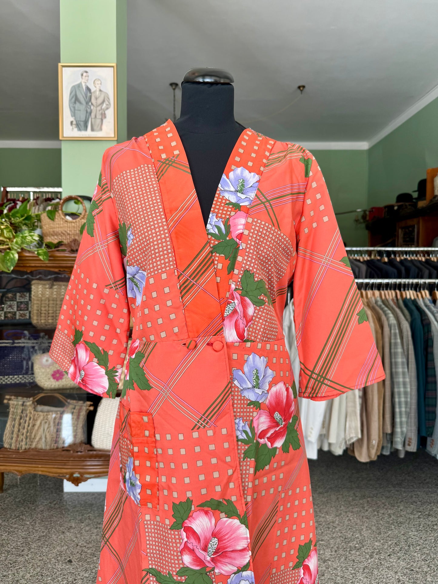 Kimono/Vestaglia Vintage Anni ’70 con Stampa Floreale