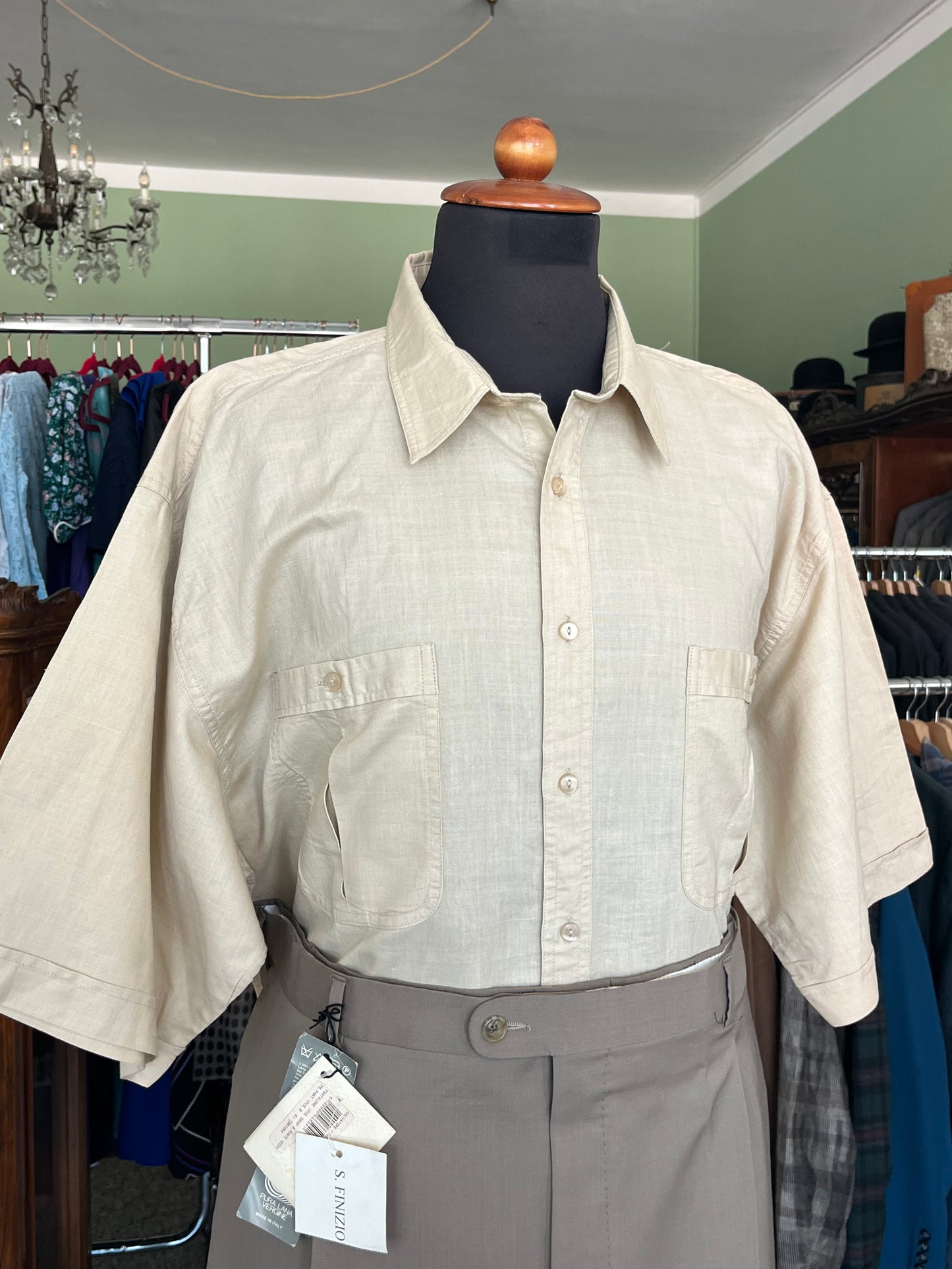 Camicia a maniche corte lino XL-XXL