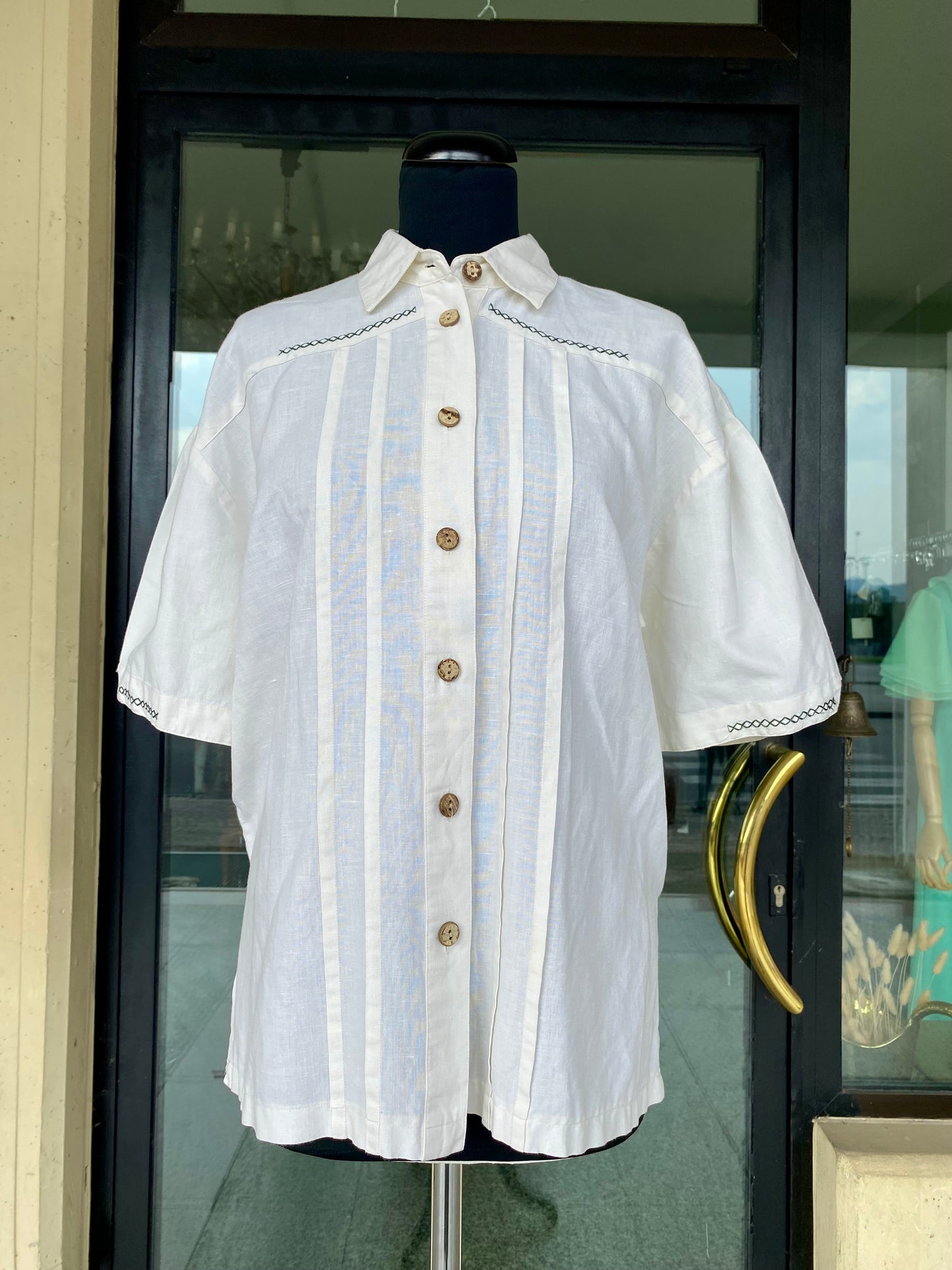 Camicia tirolese in lino misto cotone - TG. 48/50