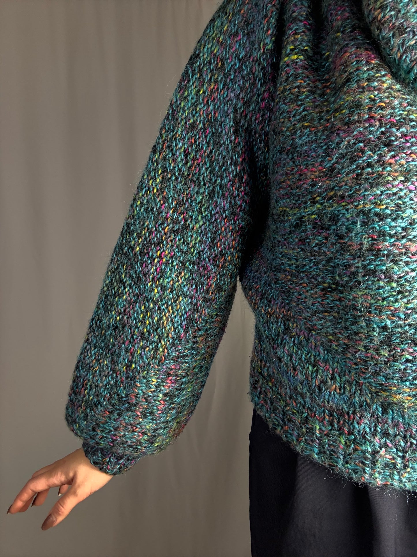 Maglione anni ‘80 mélange con collo strutturato - TG. 40-46