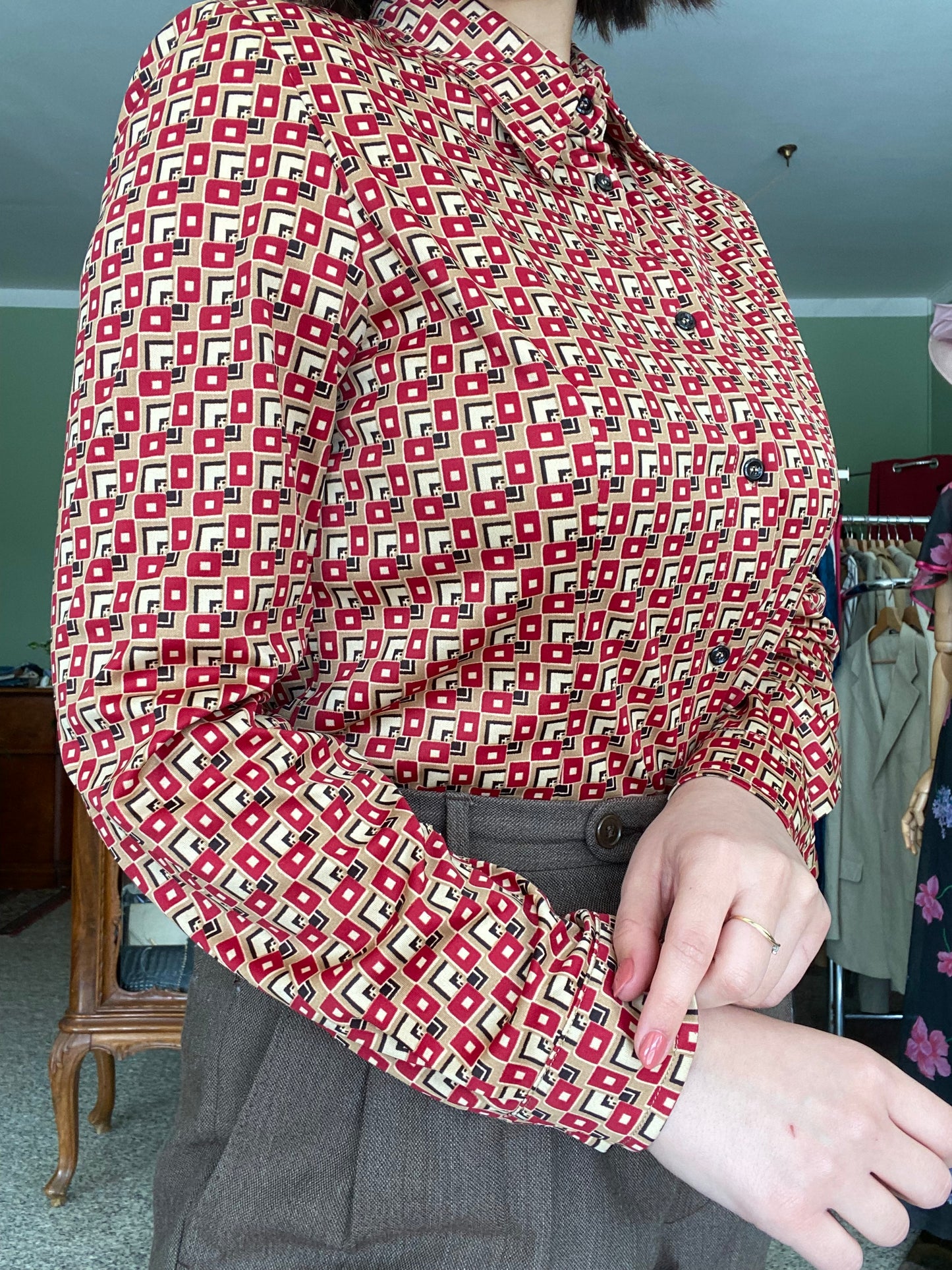 Camicia anni ‘70 stampa optical - TG. 38/40