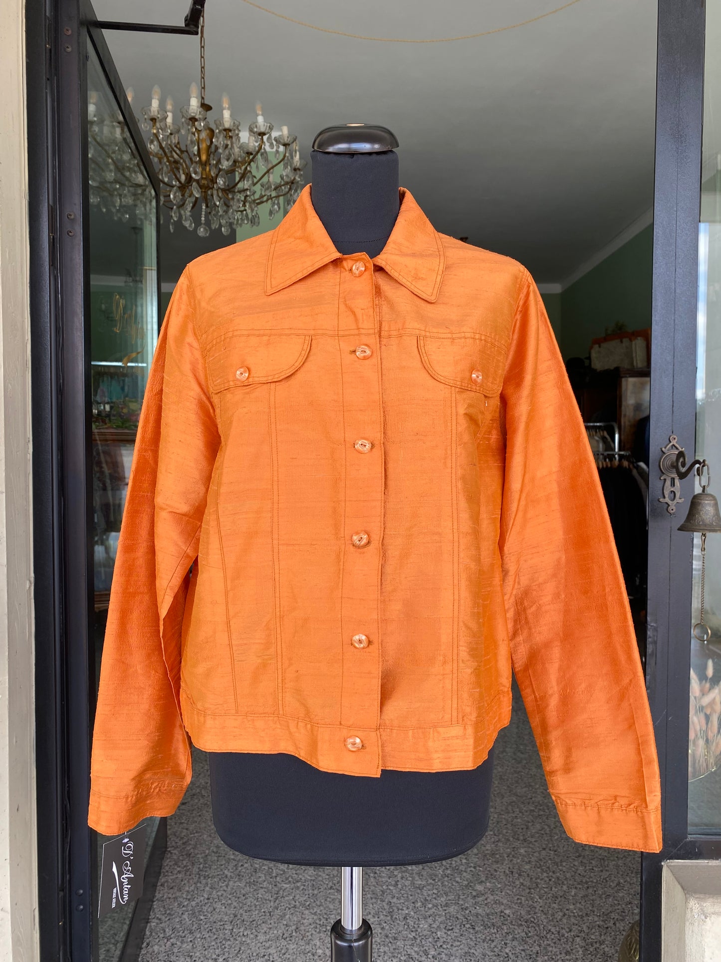 Camicia in shantung arancione - TG 42/44