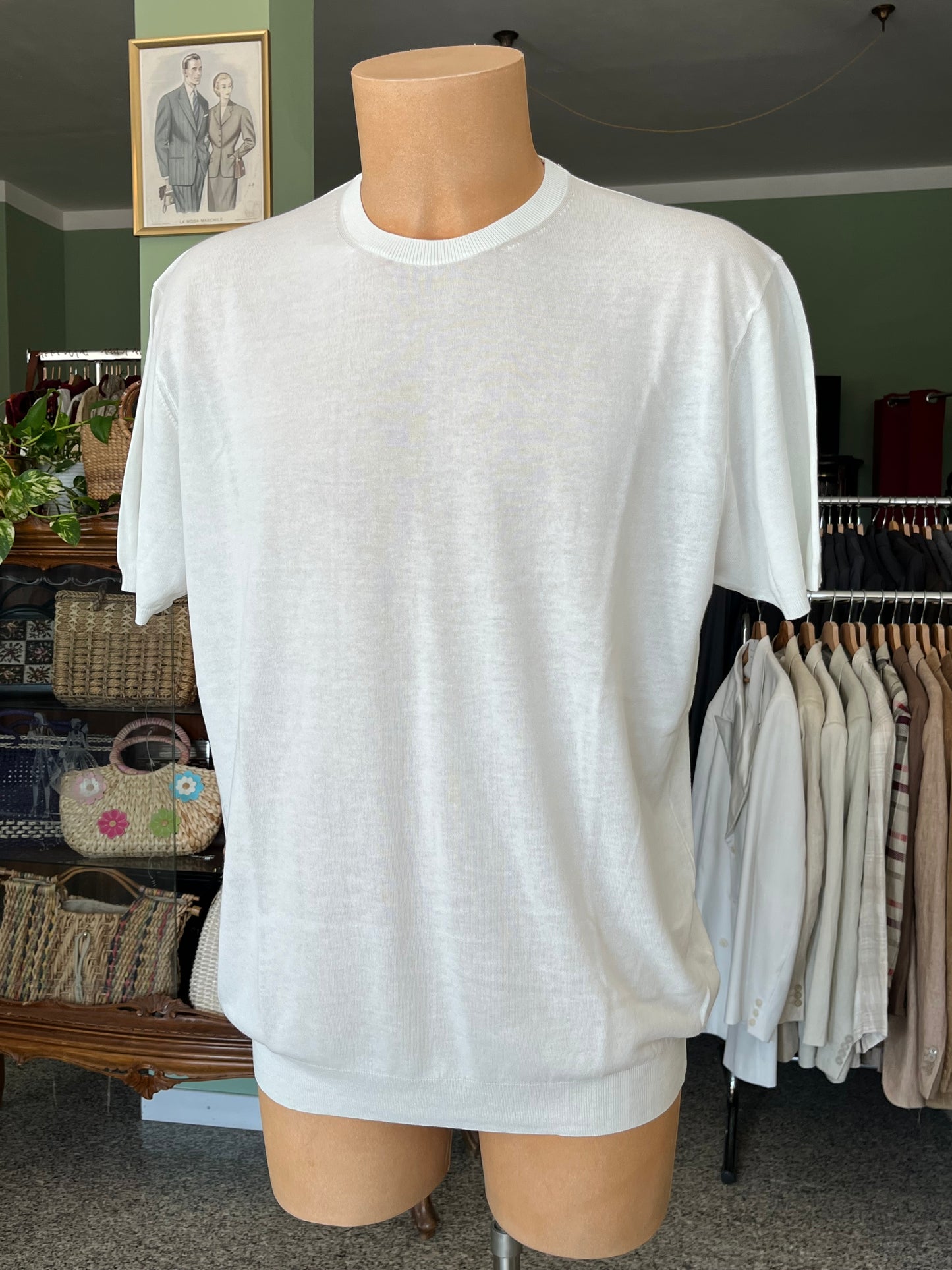 T-shirt a maniche corte cotone/lino tg. 56