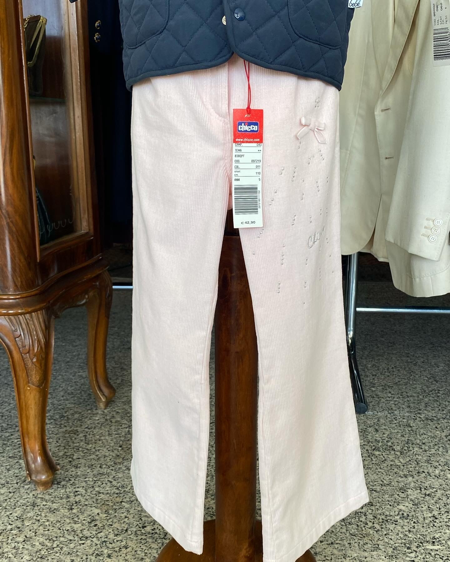 Pantaloni in velluto rosa - 5 anni