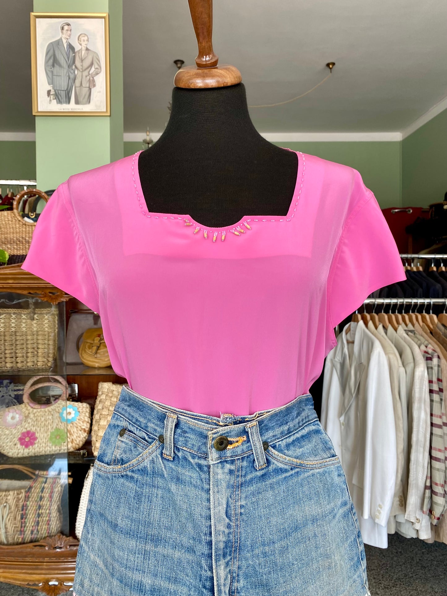 Blusa estiva fucsia in seta - TG. 44/46 circa