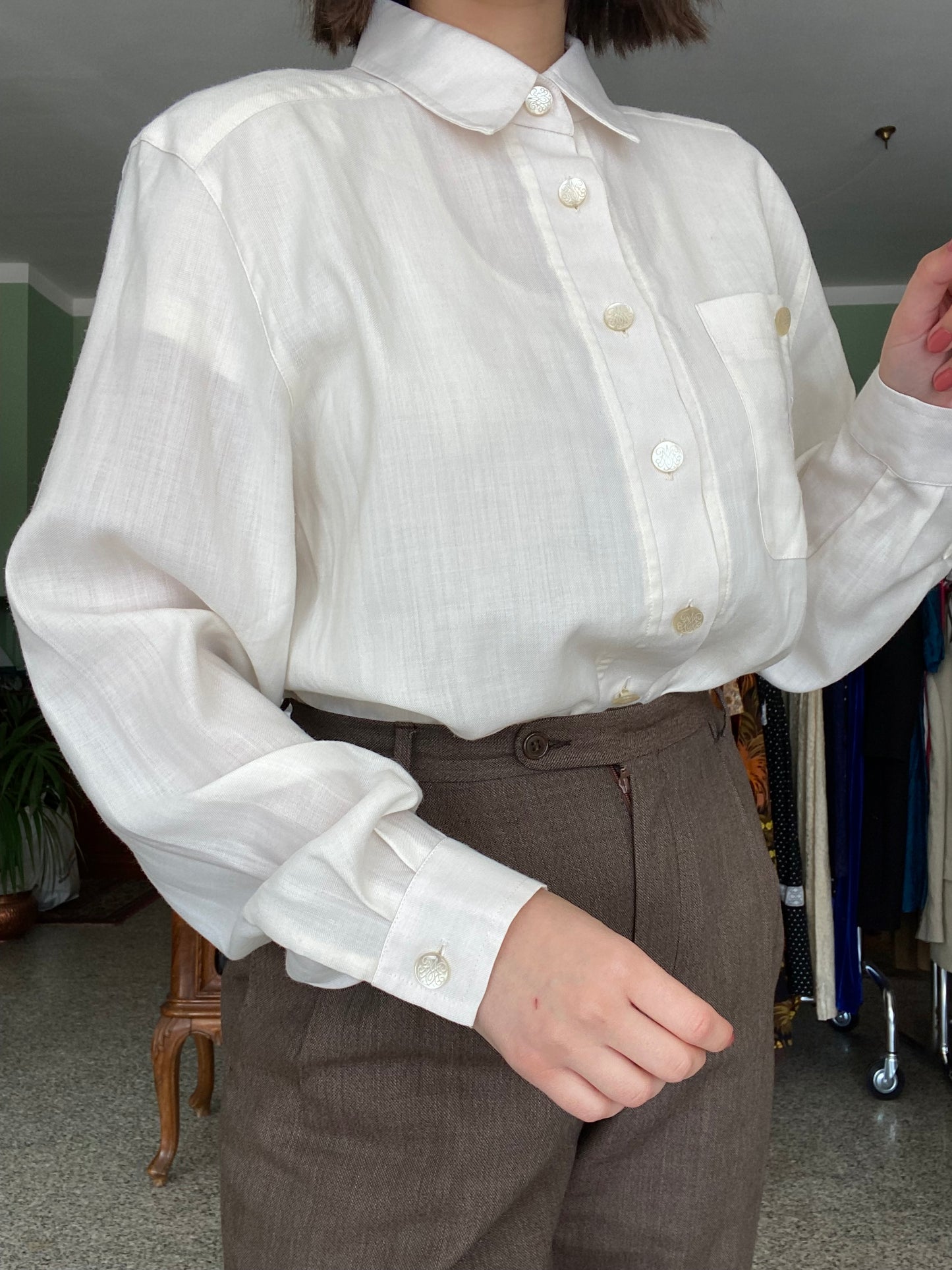 Camicia bianca fresco lana - TG. 46/48/50