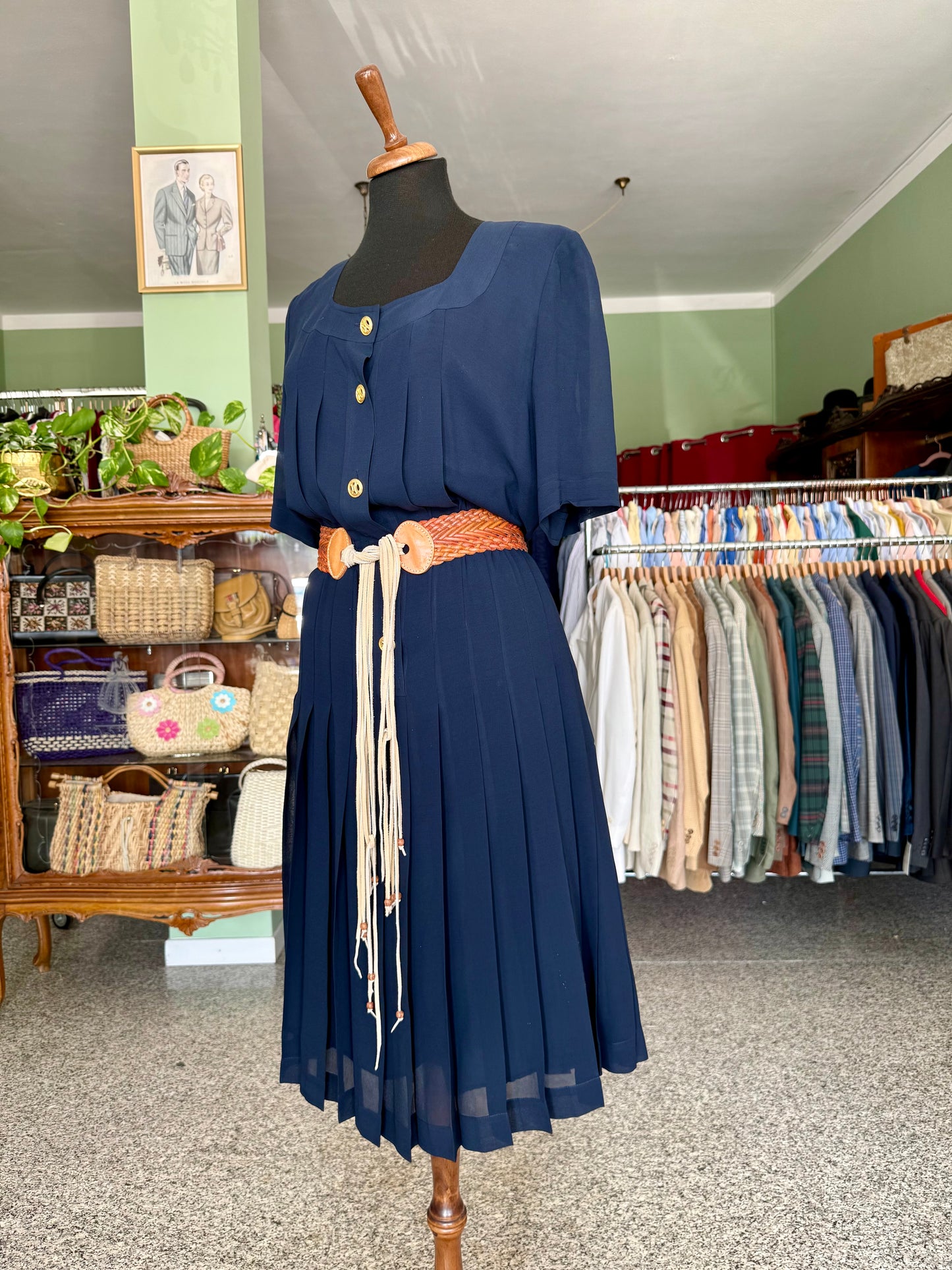 Abito blu classico plissettato - TG. 46