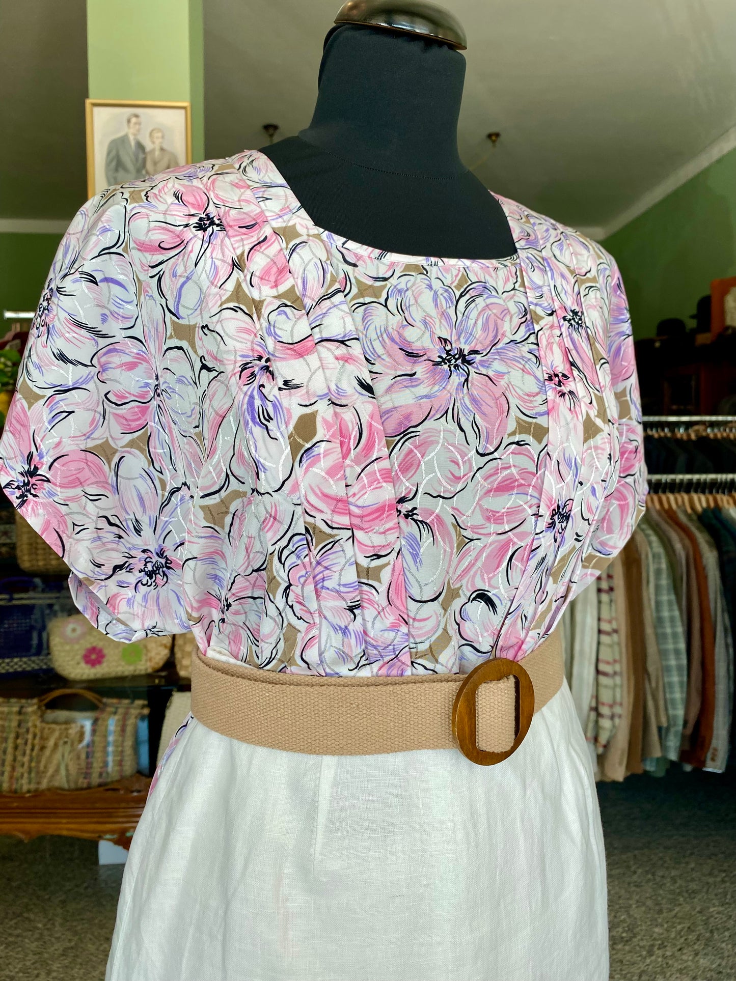 Blusa anni ‘80 con stampa floreale - TG. 48 circa