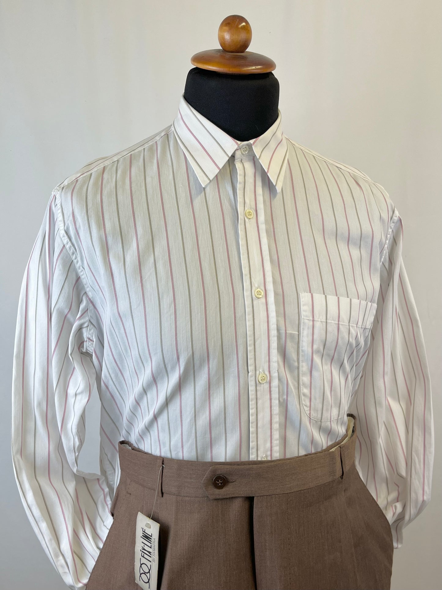 Camicia a righe rosa e tortora tg. M-L