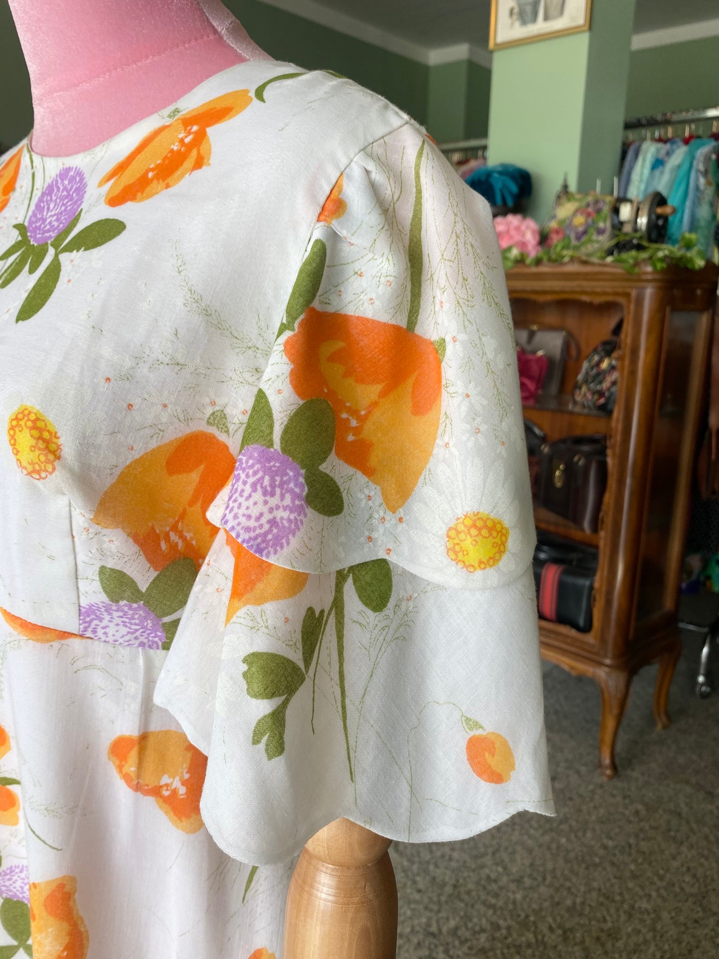 Fiori d’arancio – Maxi dress anni '70 dal sapore rinascimentale - TG. 42 circa