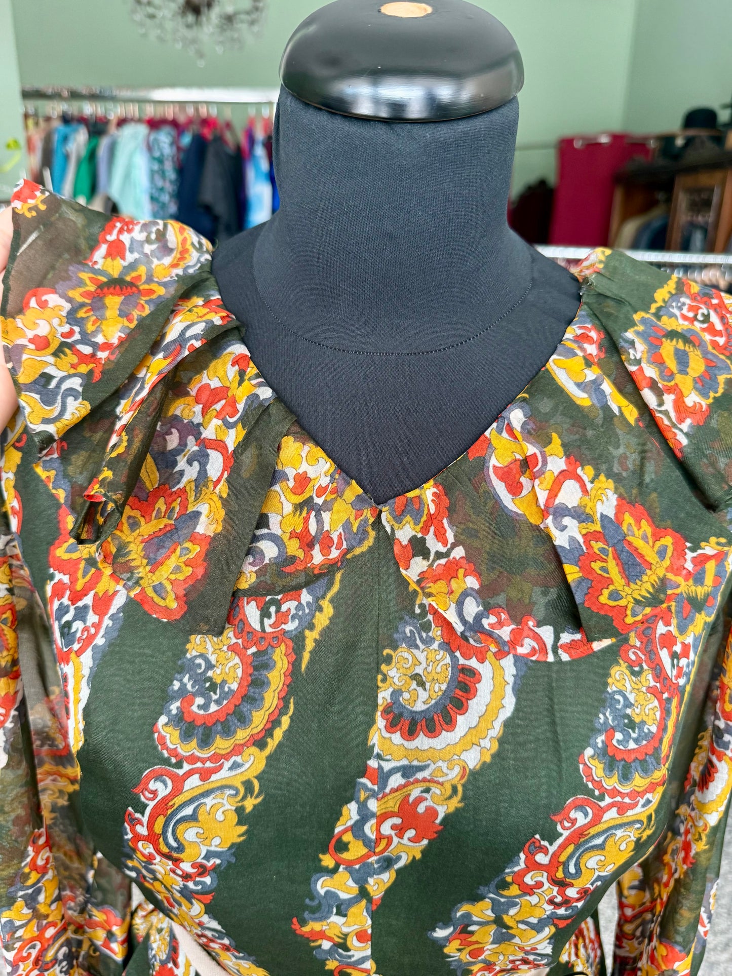 Abito in organza di seta stampata - Inizio anni ’70 - TG. 44