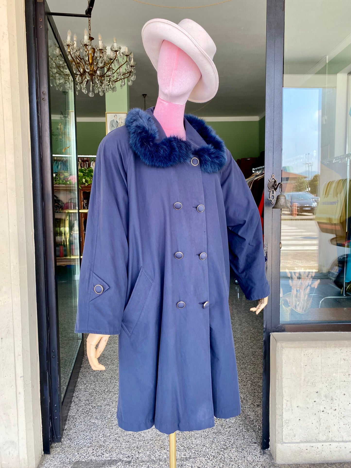 Trench blu con fodera in eco pelliccia - Per Roberta