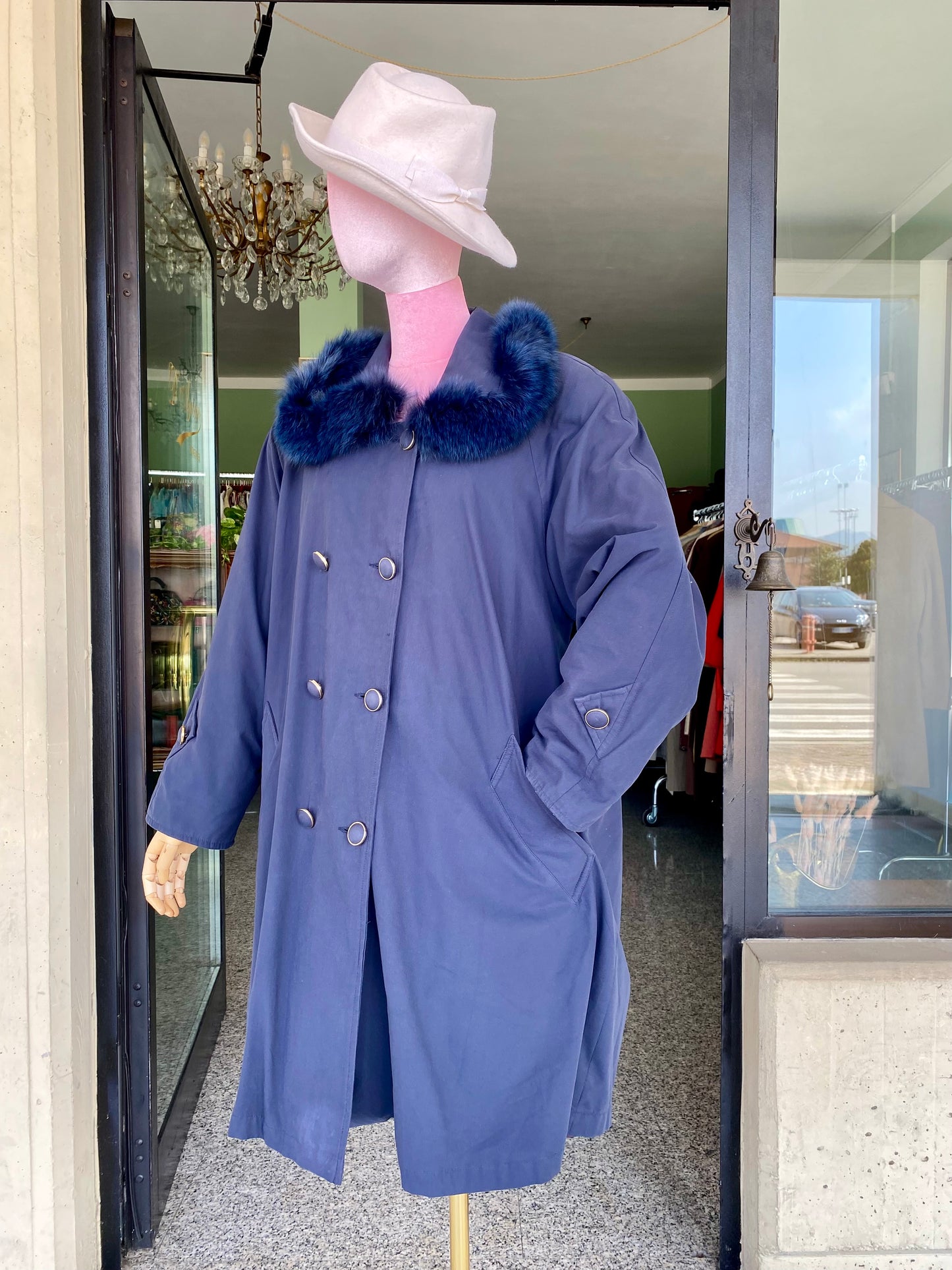 Trench blu con fodera in eco pelliccia - Per Roberta