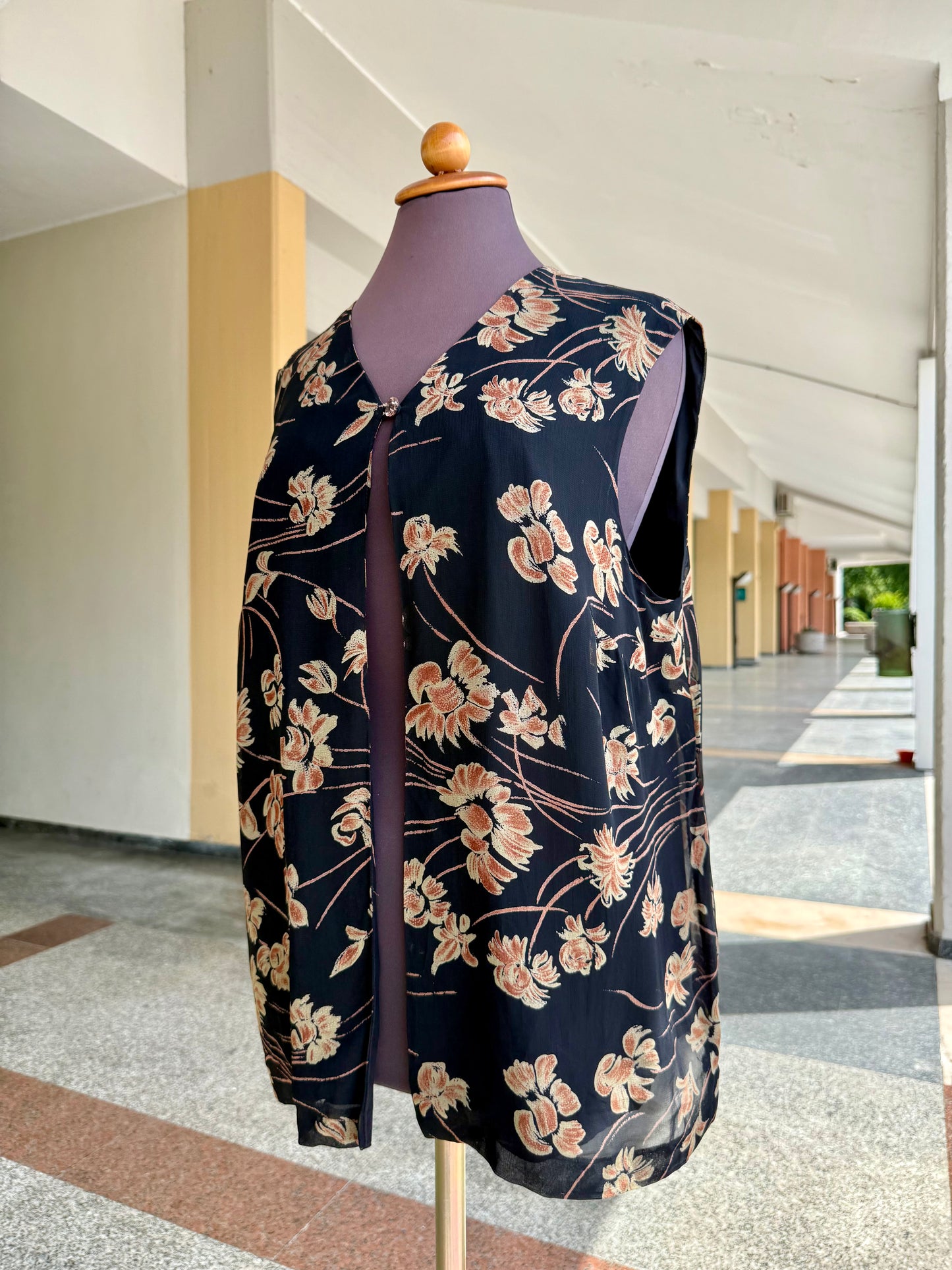 Abito anni ‘60 in crepe di seta + gilet - TG. 44/46