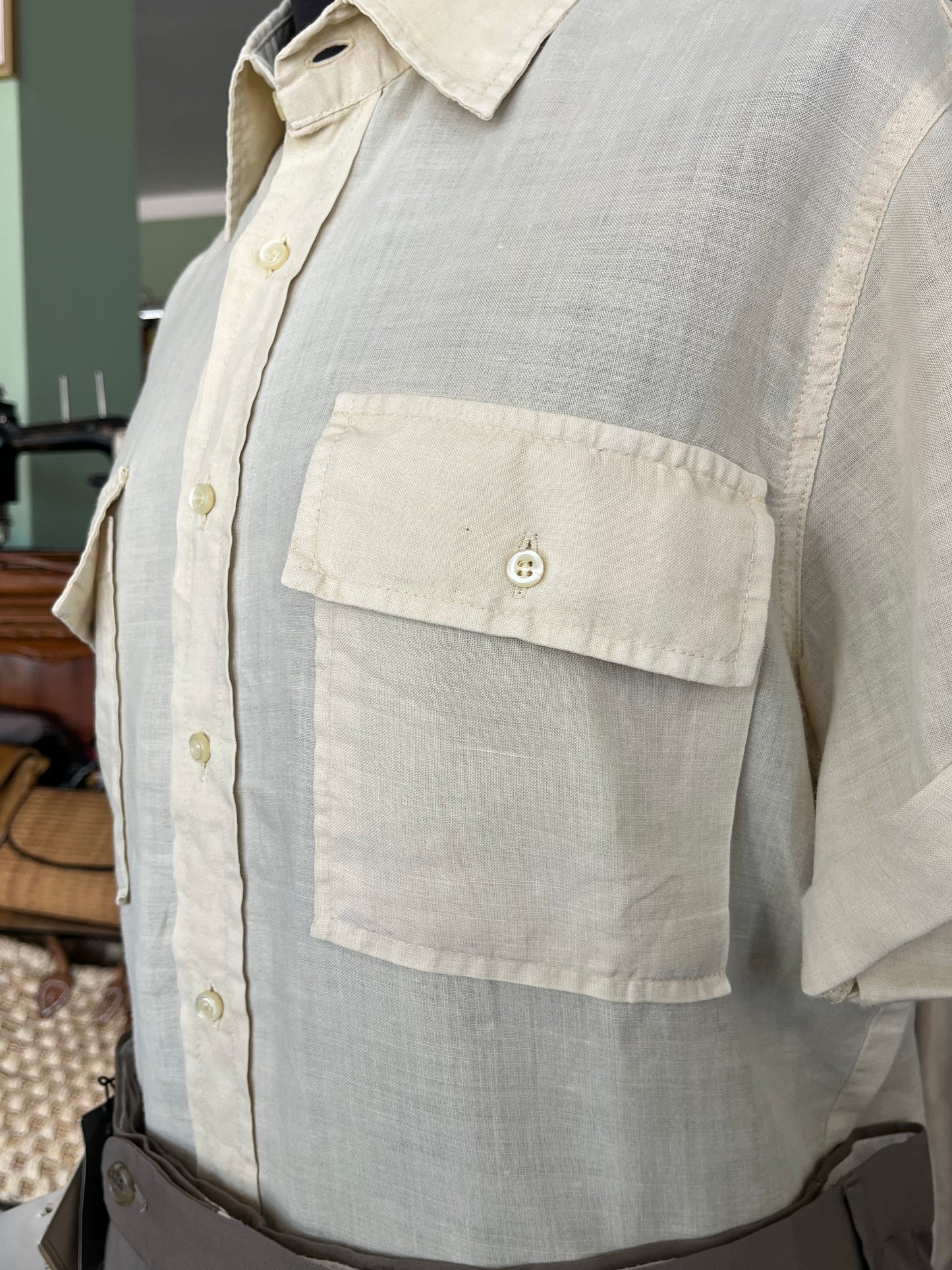 Camicia a maniche corte lino S-M