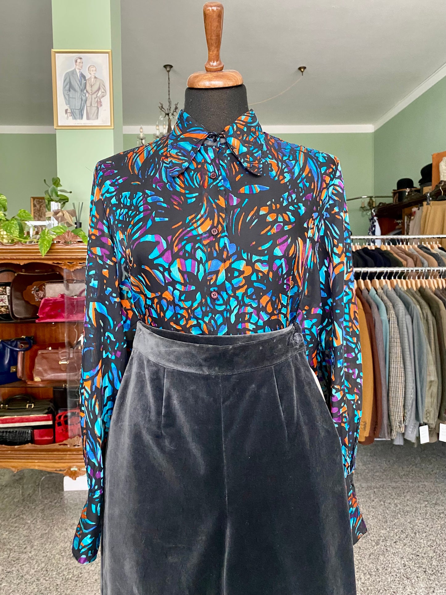 Camicia anni ‘70 stampa astratta - TG. 44 circa