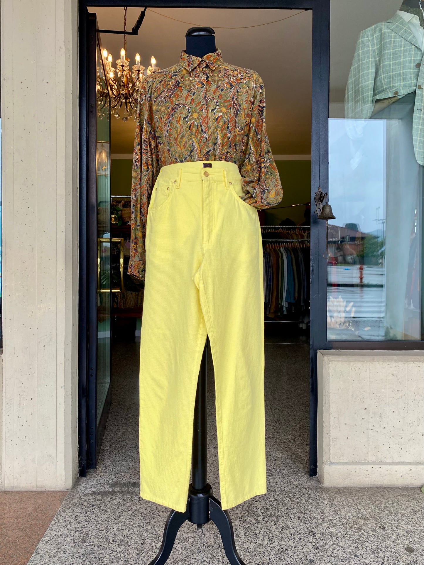 Pantaloni gialli in piquet di cotone - TG. 44