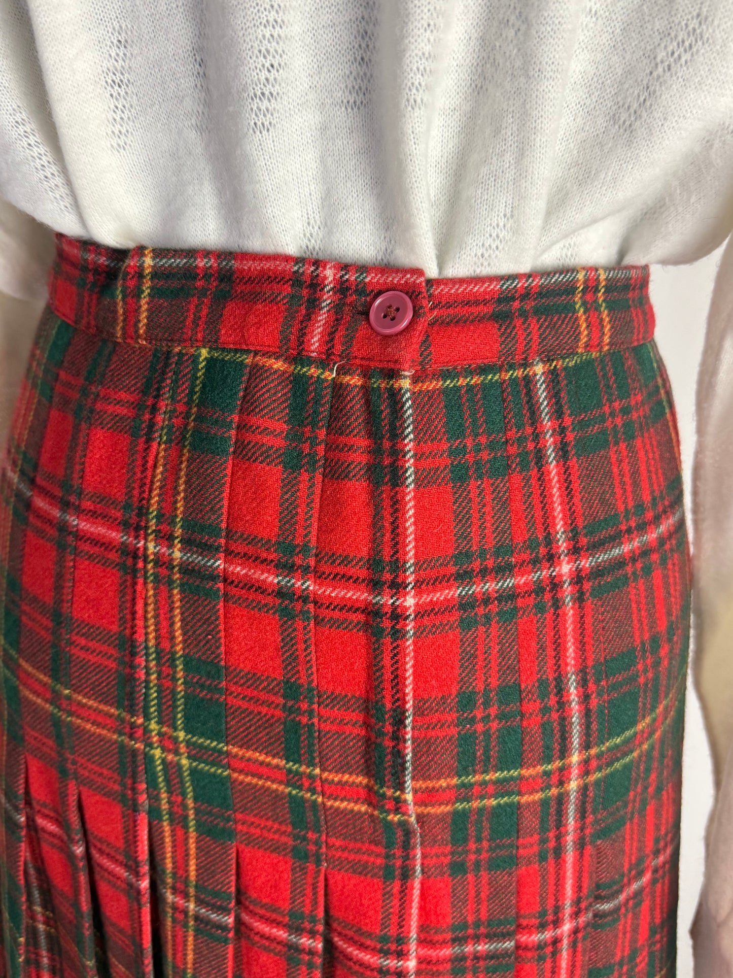 Gonna tartan rosso in pura lana - TG. 40