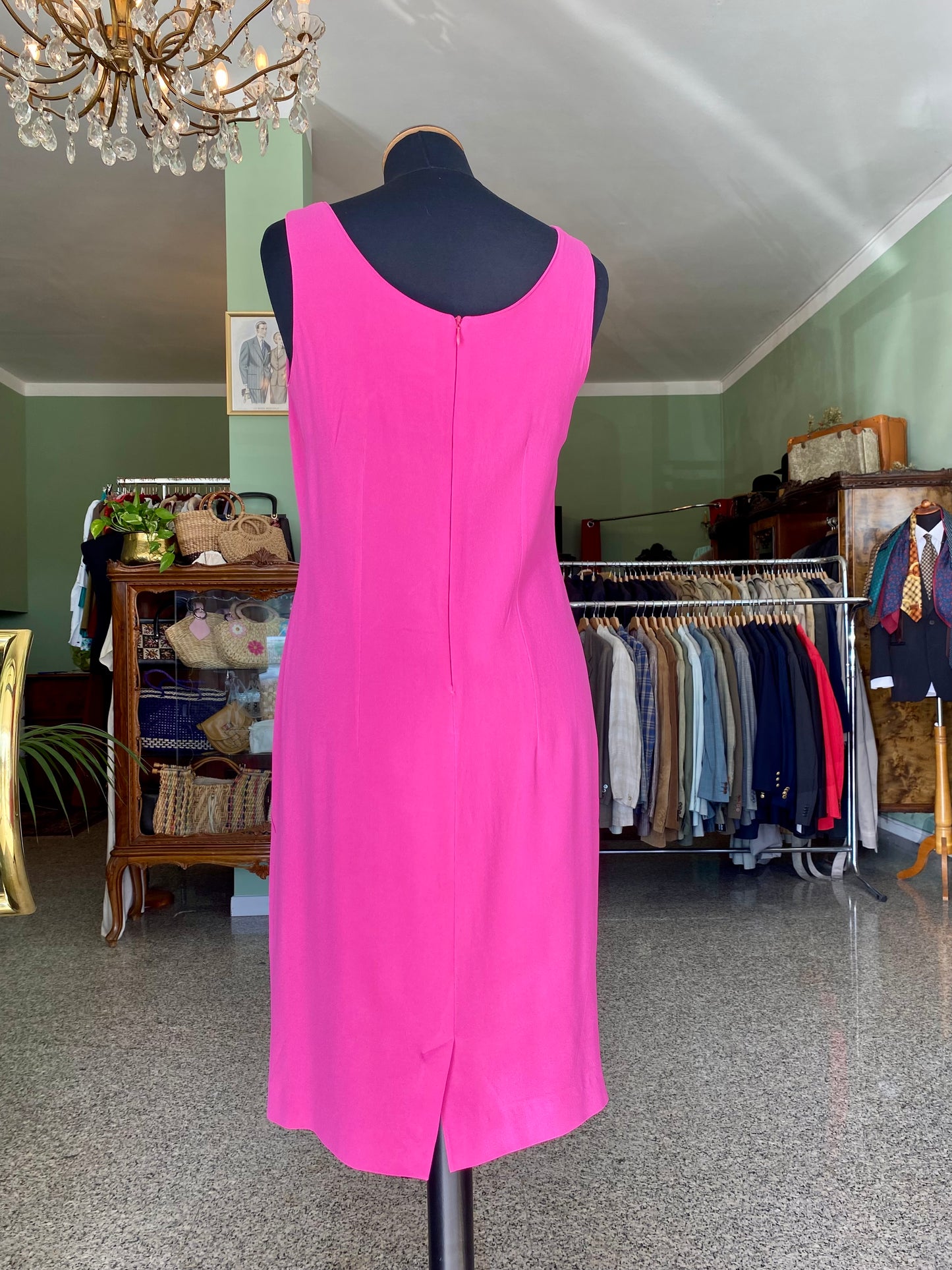 Tubino anni ‘90 fucsia in crepe di seta - TG. 42/44