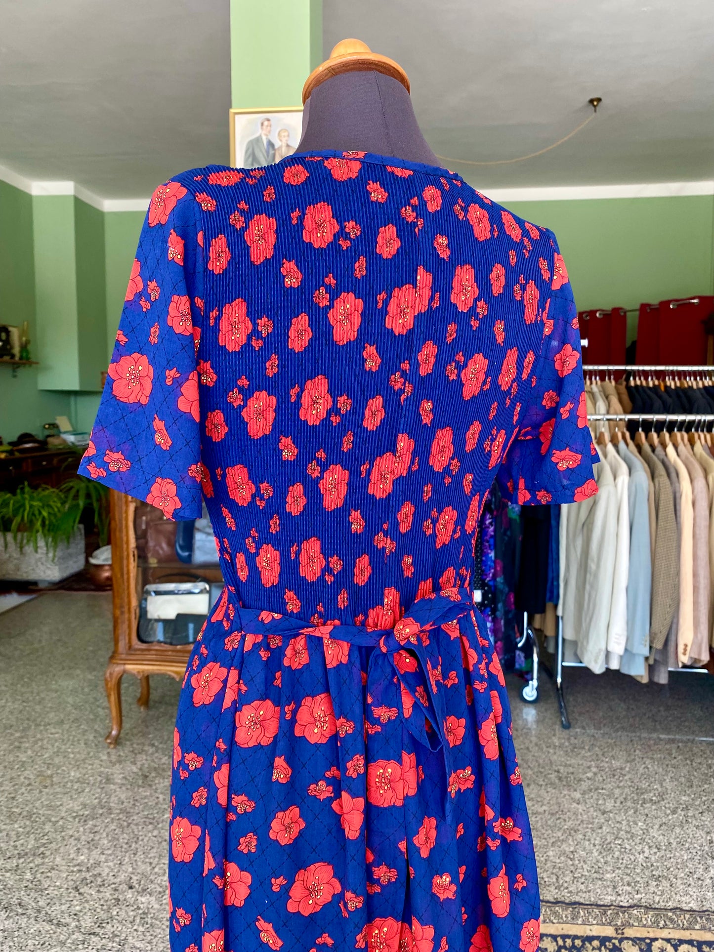 Abito anni ‘70 con fiori rossi - TG. 38/40
