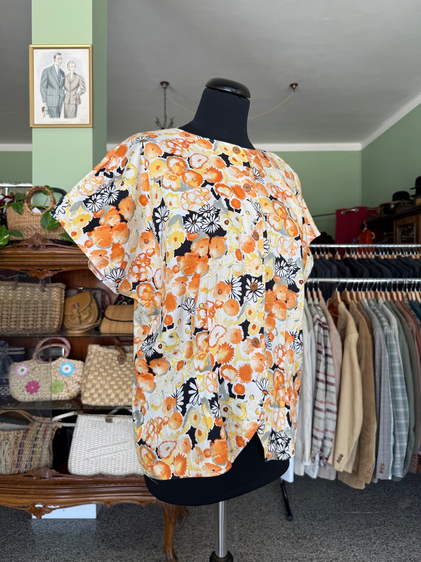 Blusa in 100% cotone fiorito - TG. 48/50